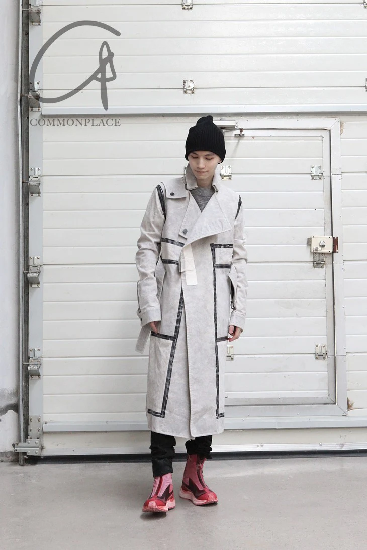 By BORIS BIDJAN SABERI Reversible Plant Dyeing Structure Patchwork Lapel Long Coat TRENCH1 F15302 PBBS2 - Image 6