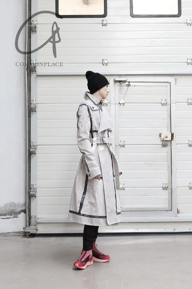 By BORIS BIDJAN SABERI Reversible Plant Dyeing Structure Patchwork Lapel Long Coat TRENCH1 F15302 PBBS2 - Image 7