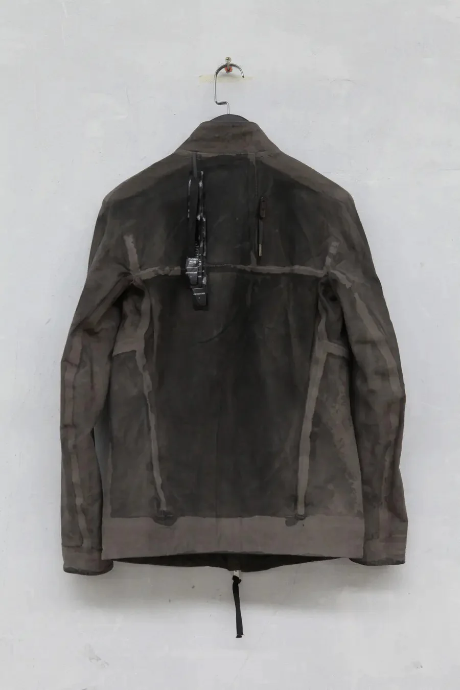Boris Bidjan Saberi vegetable tanned calfskin structured patchwork reversible jacket J1 series Germany J1FMT20006-MOLV dark green - Image 11