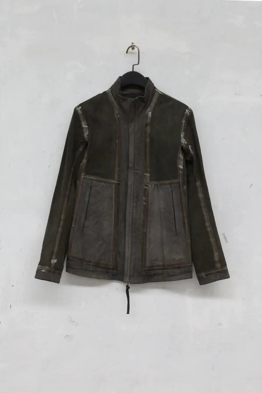 Boris Bidjan Saberi vegetable tanned calfskin structured patchwork reversible jacket J1 series Germany J1FMT20006-MOLV dark green - Image 12