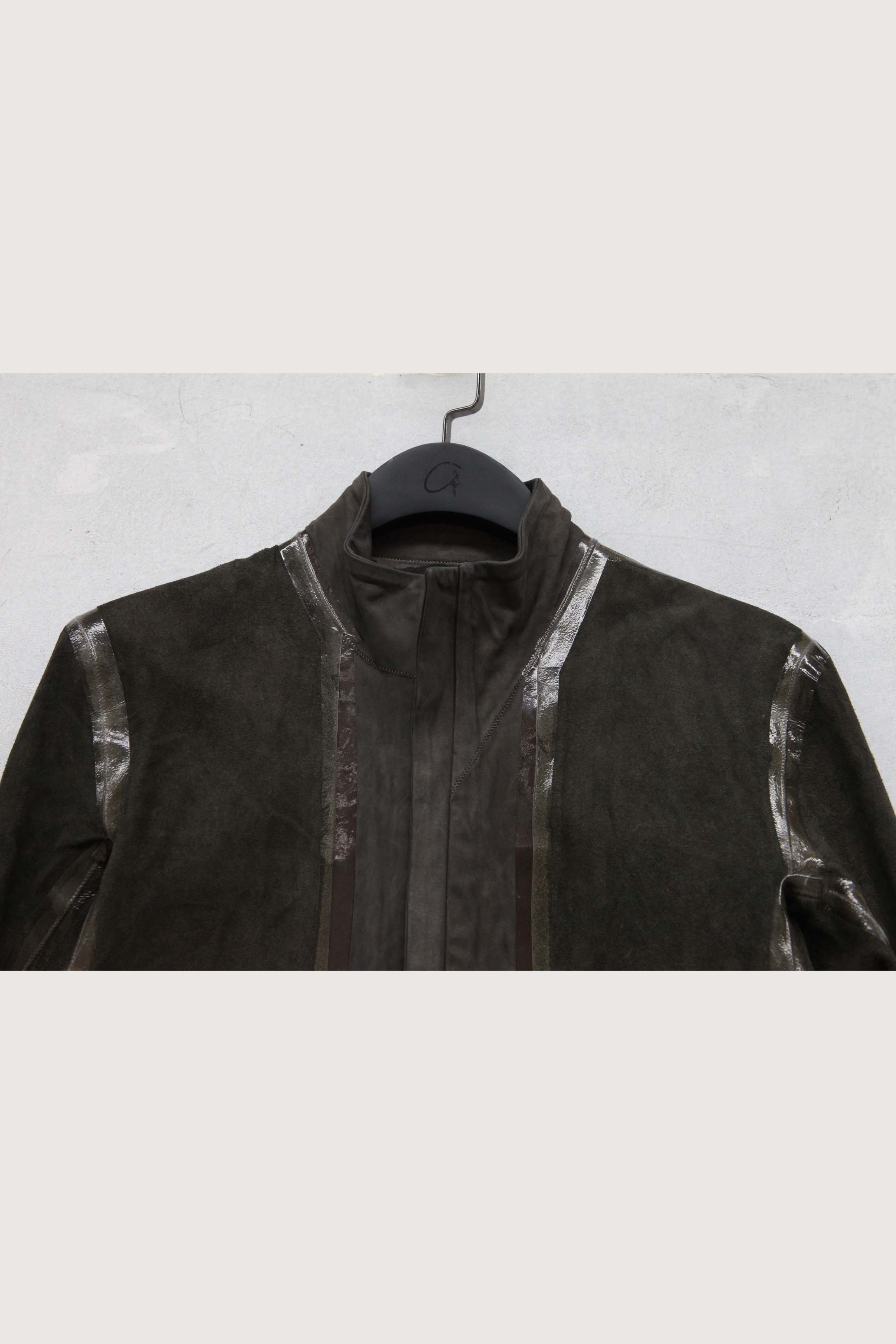 Boris Bidjan Saberi vegetable tanned calfskin structured patchwork reversible jacket J1 series Germany J1FMT20006-MOLV dark green - Image 14