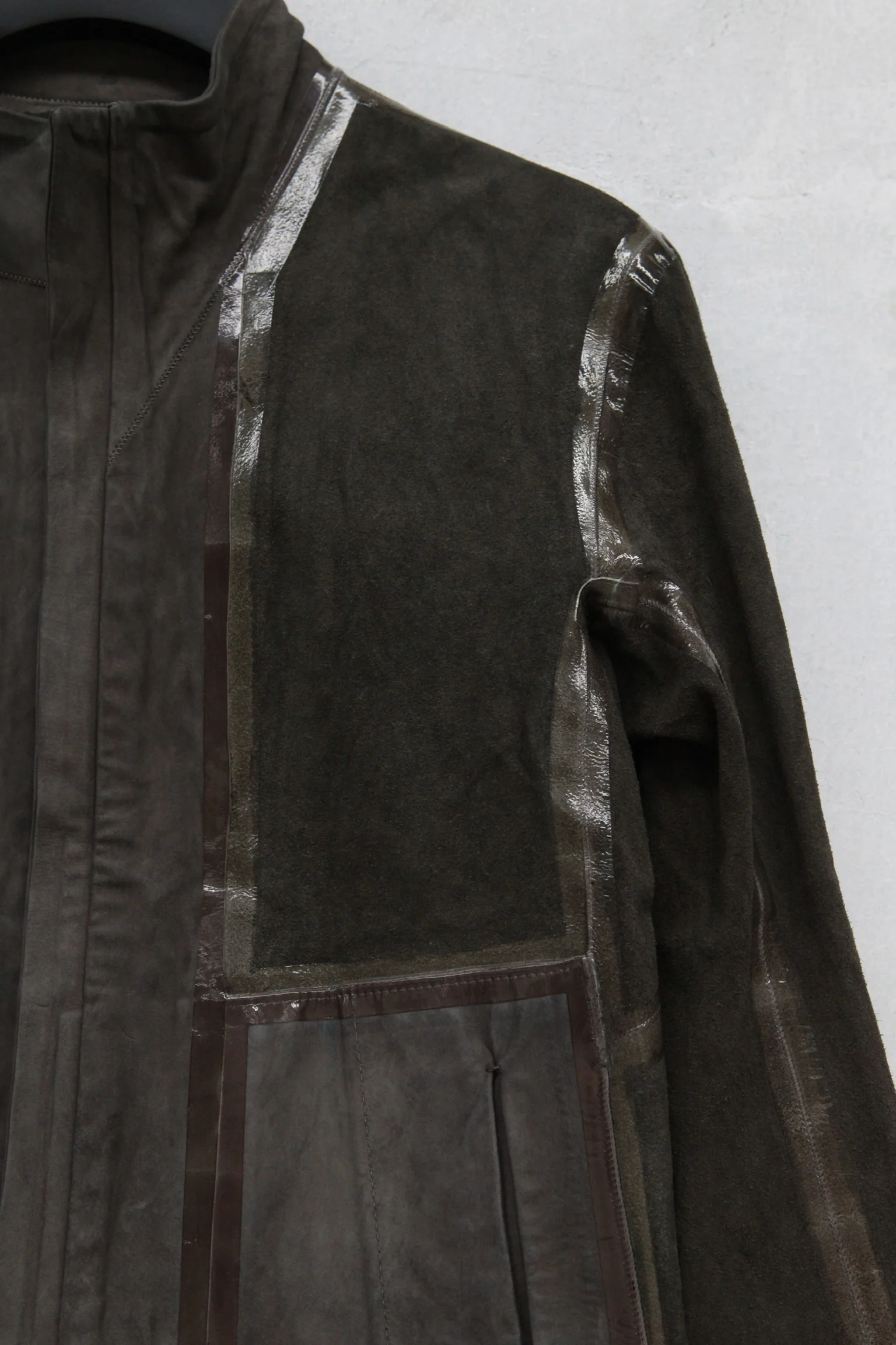 Boris Bidjan Saberi vegetable tanned calfskin structured patchwork reversible jacket J1 series Germany J1FMT20006-MOLV dark green - Image 19