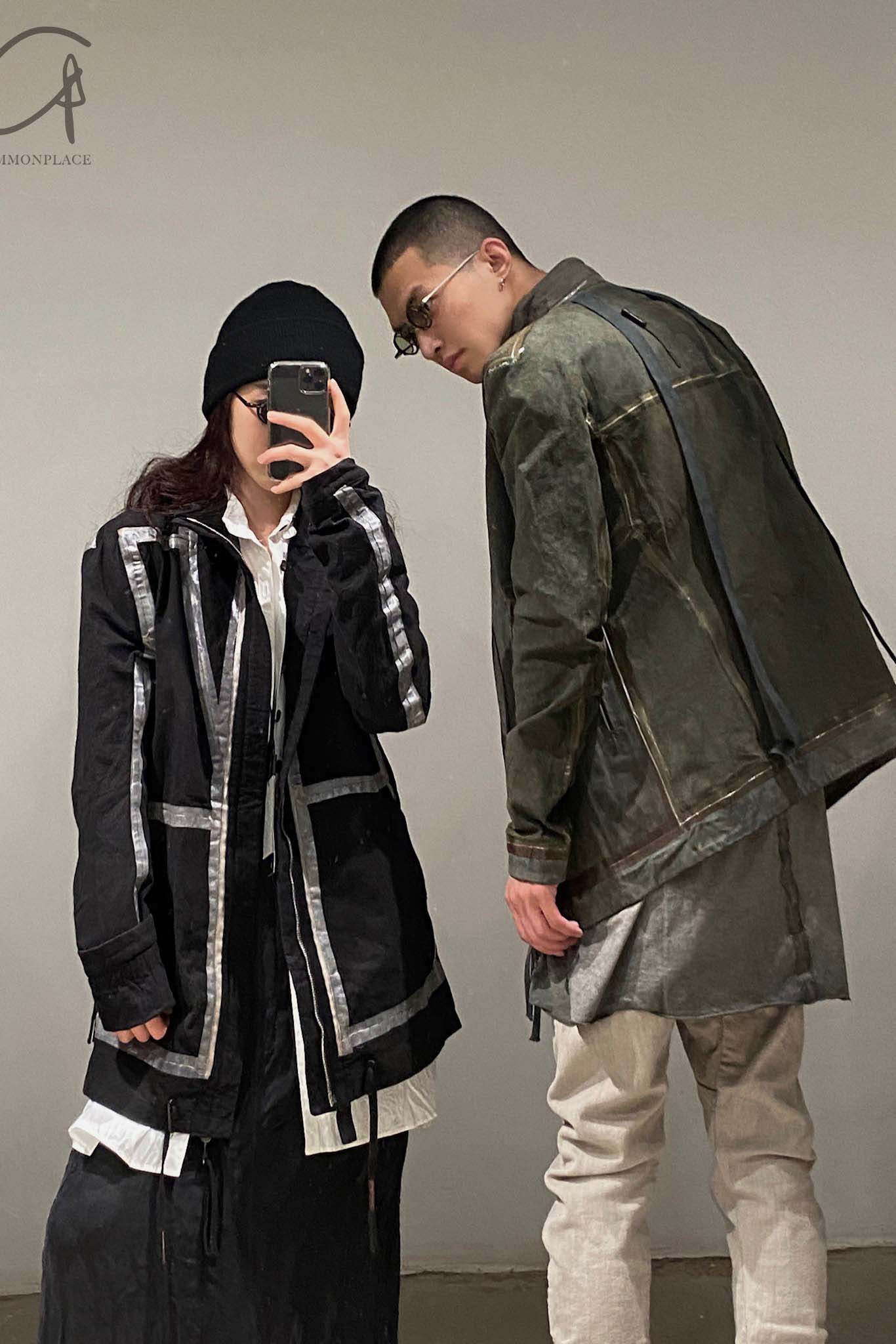 Boris Bidjan Saberi vegetable tanned calfskin structured patchwork reversible jacket J1 series Germany J1FMT20006-MOLV dark green - Image 34