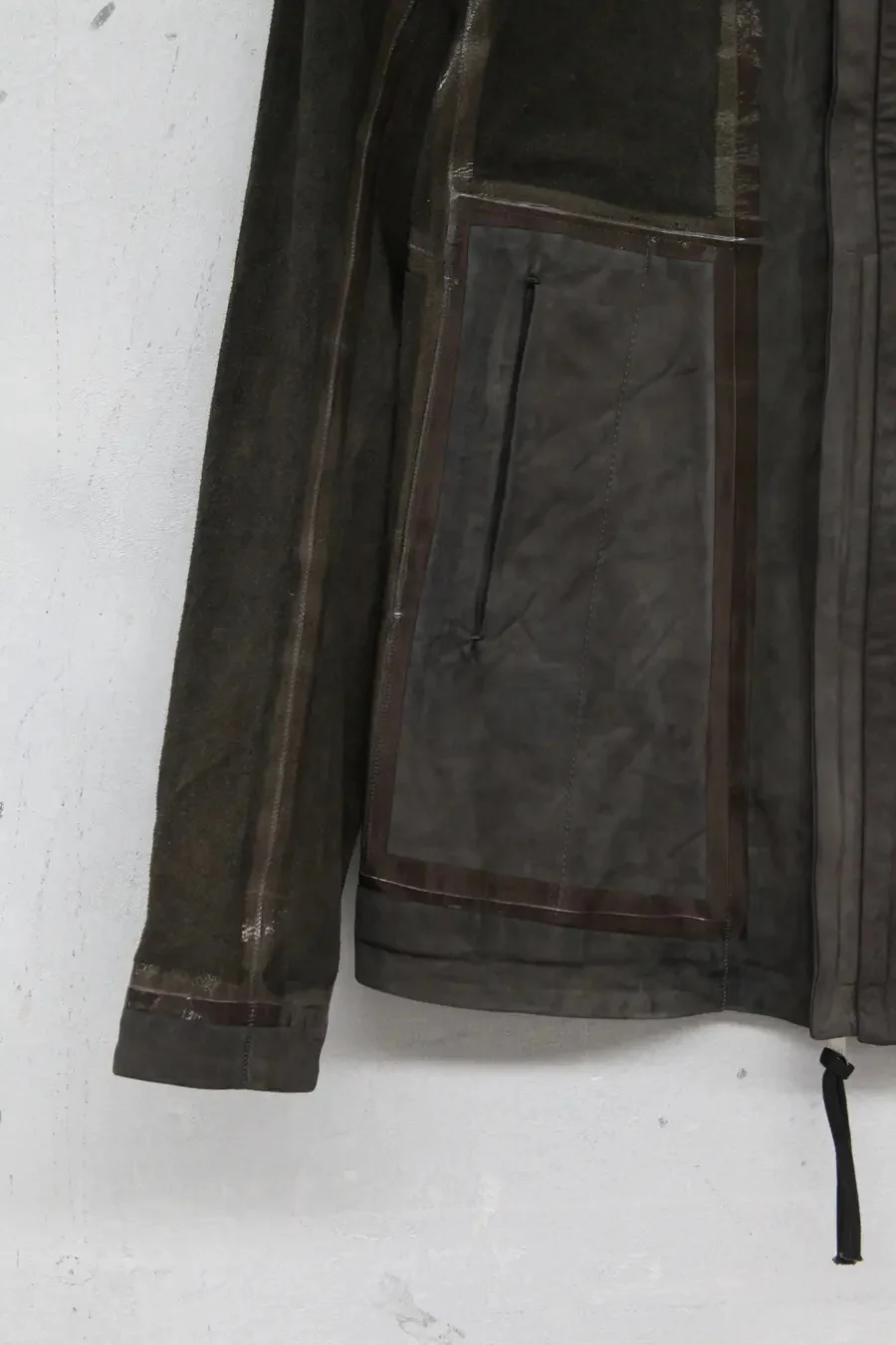 Boris Bidjan Saberi vegetable tanned calfskin structured patchwork reversible jacket J1 series Germany J1FMT20006-MOLV dark green - Image 36