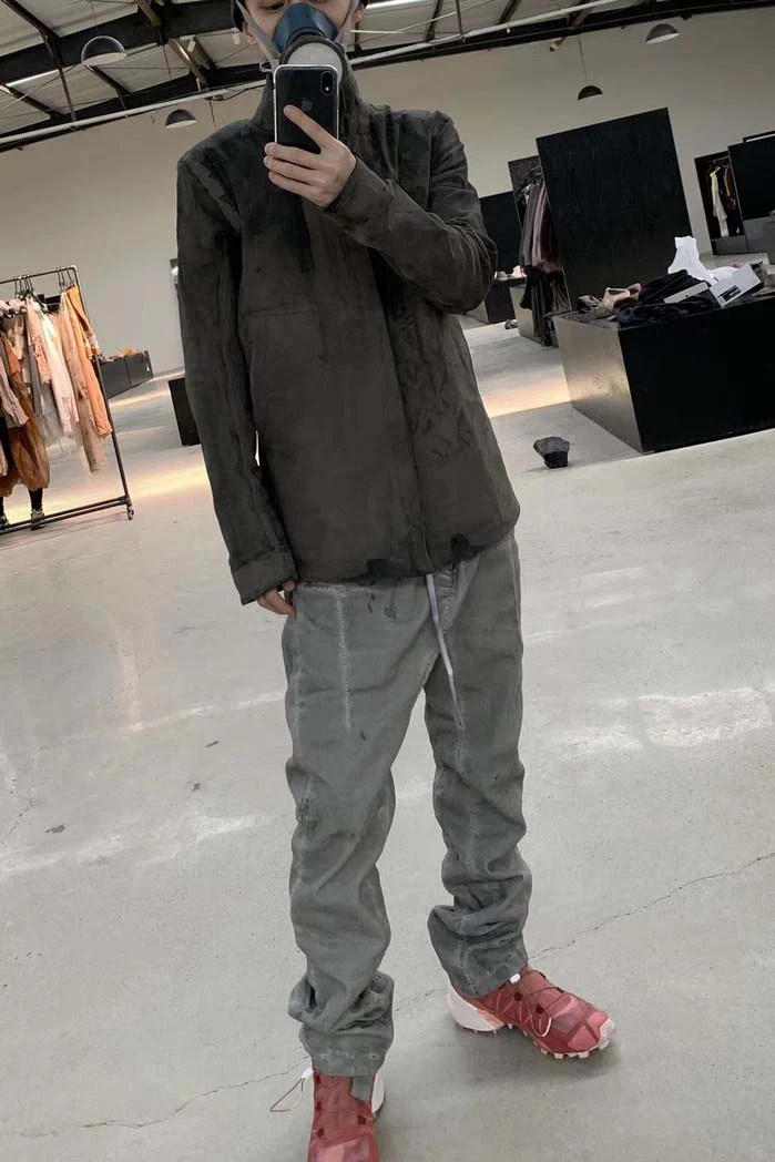 Boris Bidjan Saberi vegetable tanned calfskin structured patchwork reversible jacket J1 series Germany J1FMT20006-MOLV dark green - Image 46