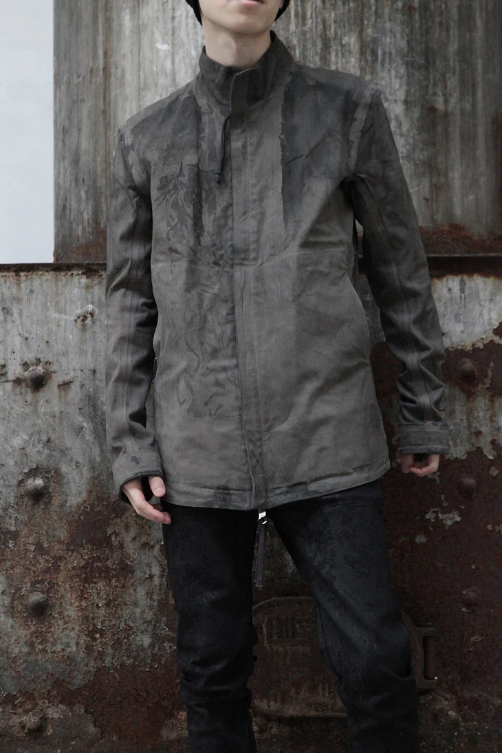 Boris Bidjan Saberi vegetable tanned calfskin structured patchwork reversible jacket J1 series Germany J1FMT20006-MOLV dark green - Image 6