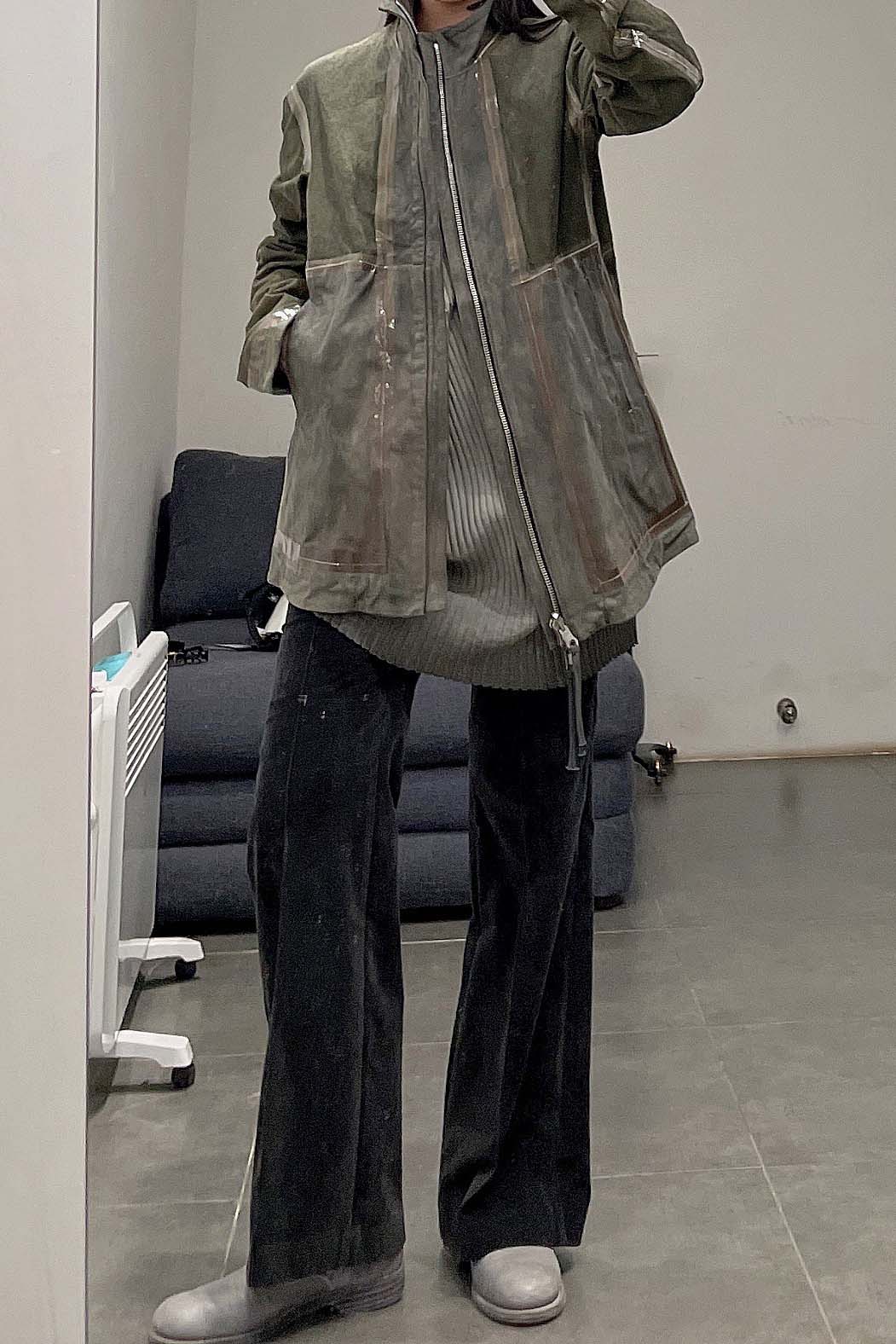 Boris Bidjan Saberi vegetable tanned calfskin structured patchwork reversible jacket J1 series Germany J1FMT20006-MOLV dark green - Image 62
