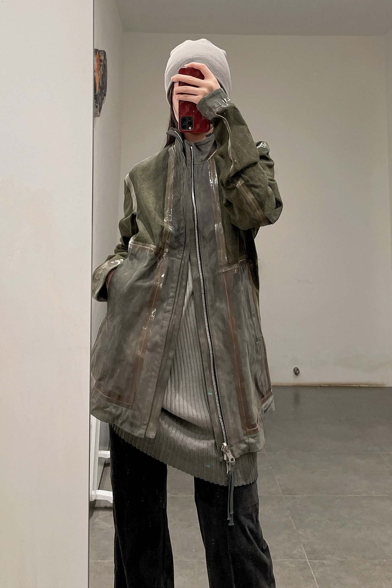 Boris Bidjan Saberi vegetable tanned calfskin structured patchwork reversible jacket J1 series Germany J1FMT20006-MOLV dark green - Image 63