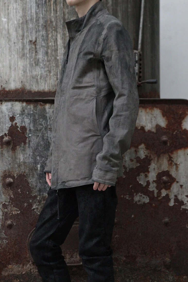 Boris Bidjan Saberi vegetable tanned calfskin structured patchwork reversible jacket J1 series Germany J1FMT20006-MOLV dark green - Image 7