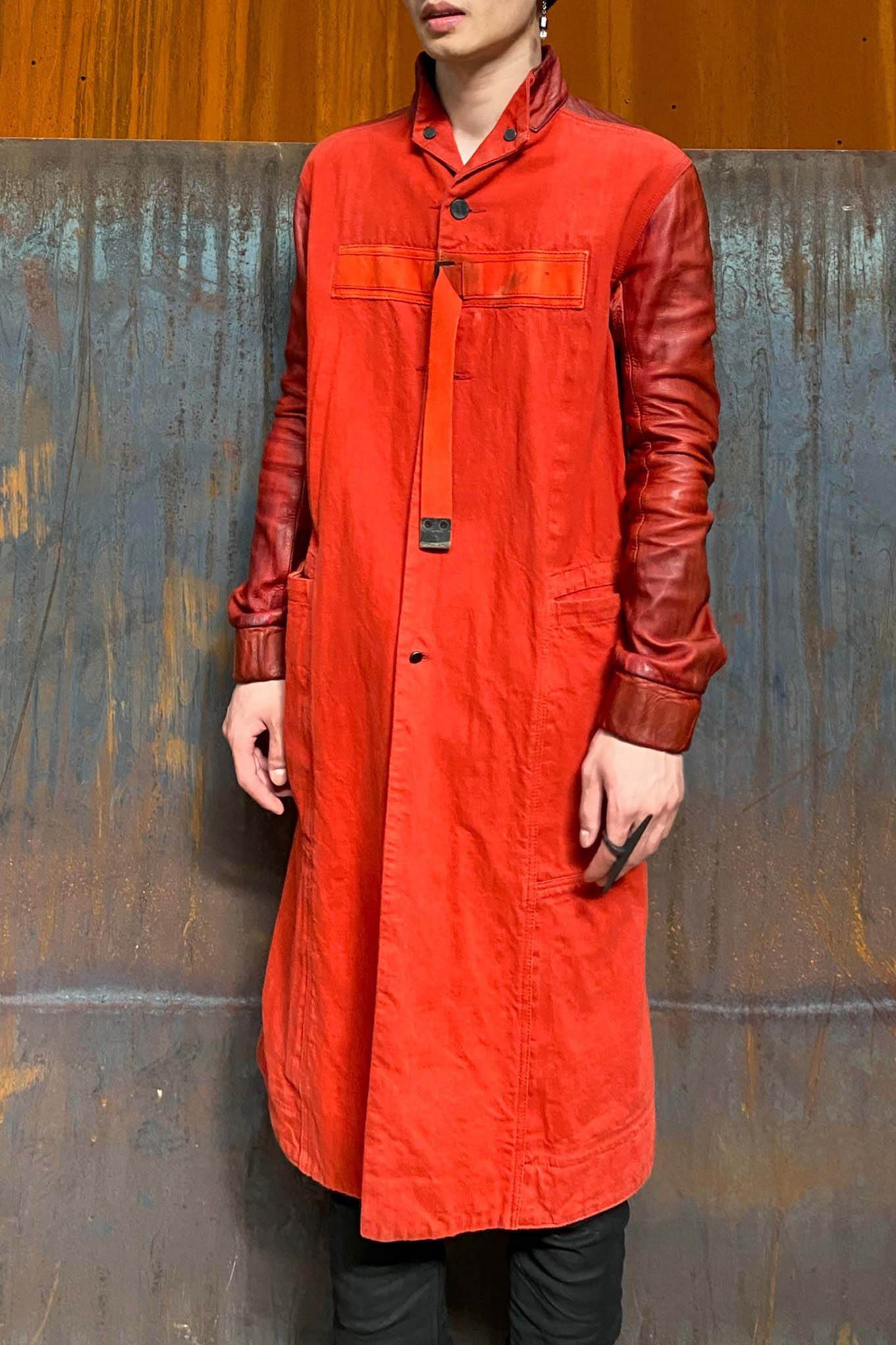BORIS BIDJAN SABERI Leather and linen spliced jacket trench coat WORKCOAT1 F1413M + F281 PBBS2 - Image 27