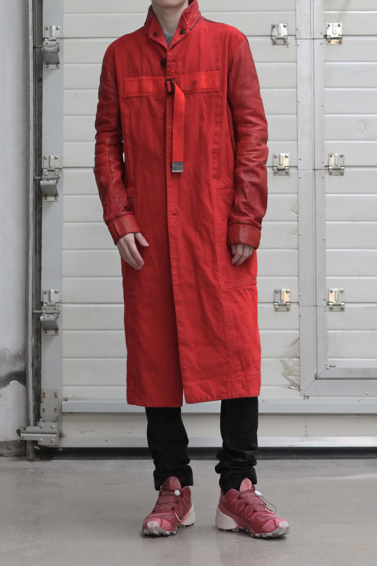 BORIS BIDJAN SABERI Leather and linen spliced jacket trench coat WORKCOAT1 F1413M + F281 PBBS2 - Image 3