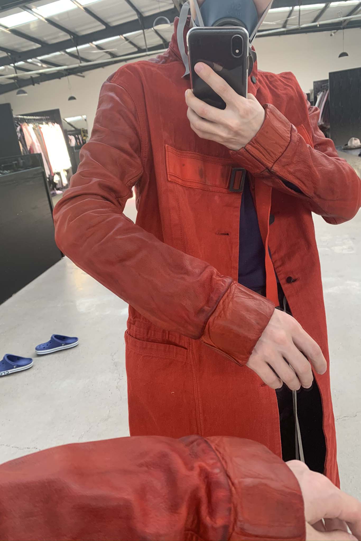 BORIS BIDJAN SABERI Leather and linen spliced jacket trench coat WORKCOAT1 F1413M + F281 PBBS2 - Image 41