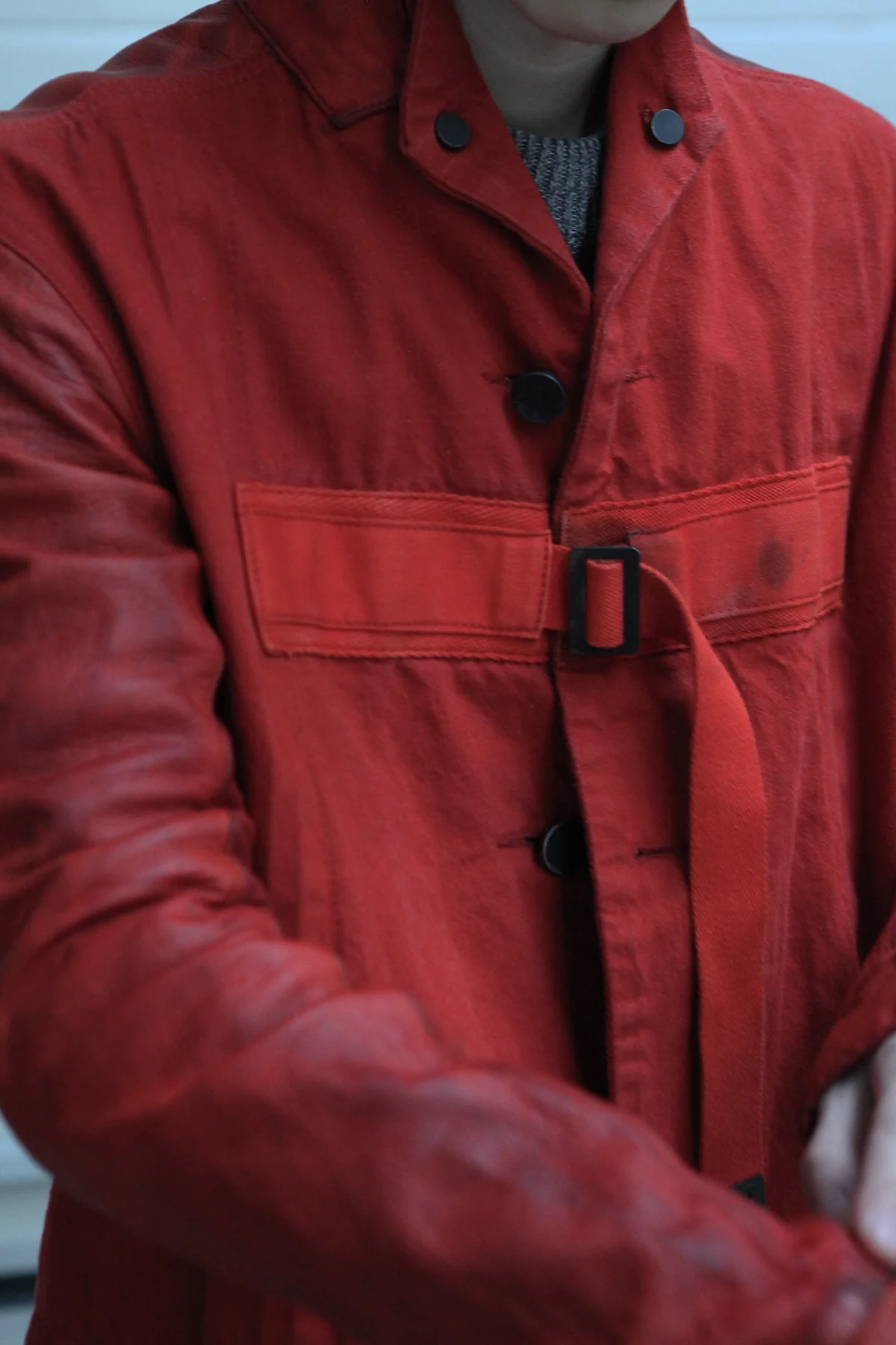 BORIS BIDJAN SABERI Leather and linen spliced jacket trench coat WORKCOAT1 F1413M + F281 PBBS2 - Image 7