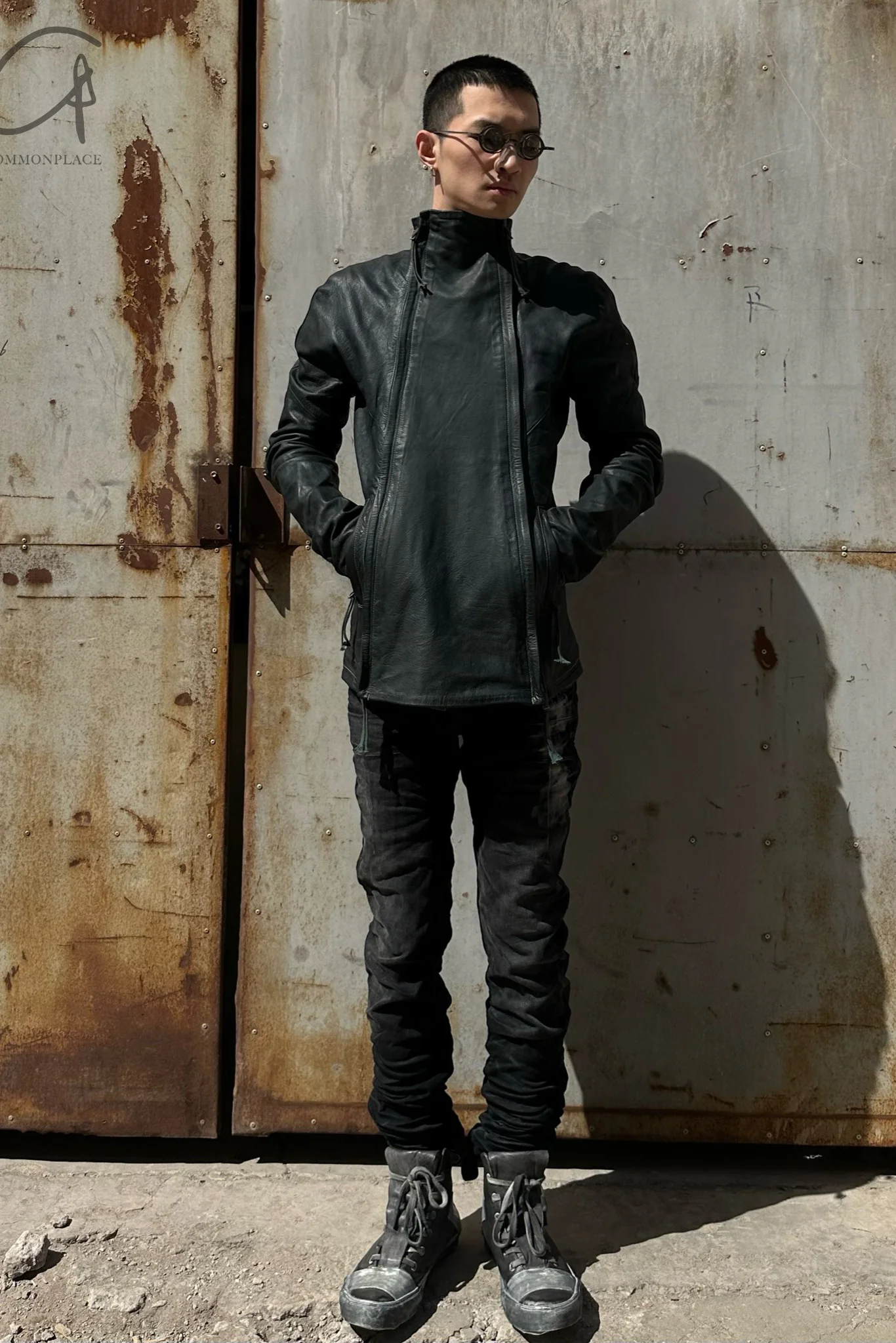 BORIS BIDJAN SABERI Double Zip Horseskin Top SS22 J4 FMM20020 Ink Grey - Image 17