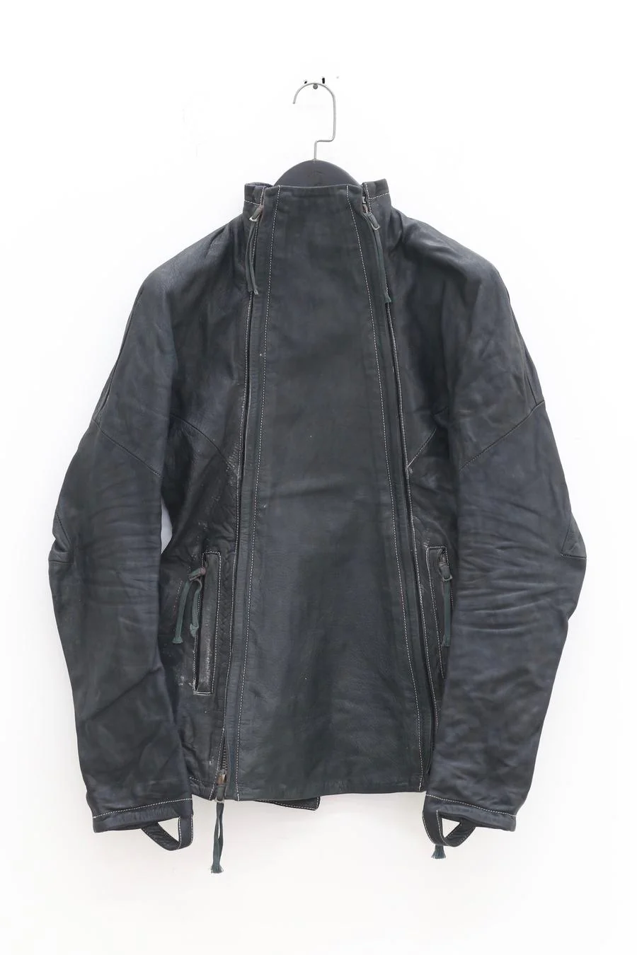 BORIS BIDJAN SABERI Double Zip Horseskin Top SS22 J4 FMM20020 Ink Grey - Image 7