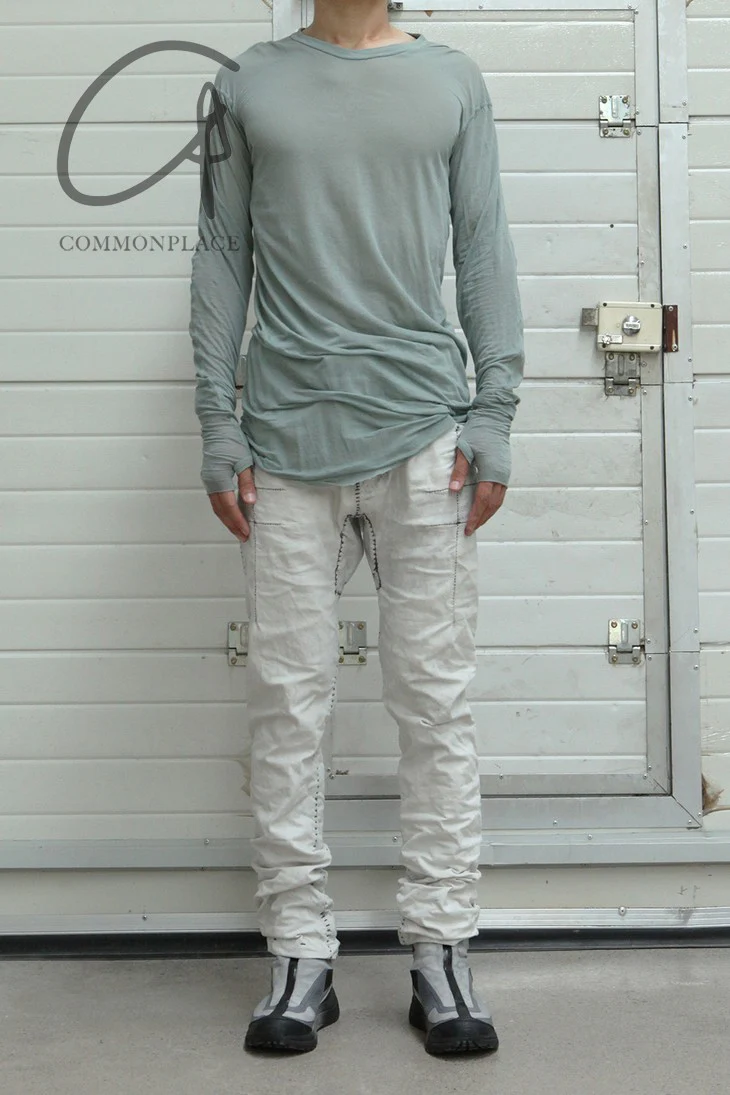 BORIS BIDJAN SABERI LS1 FTT00001 Long-sleeved T-shirt light gray blue  9 - Image 4