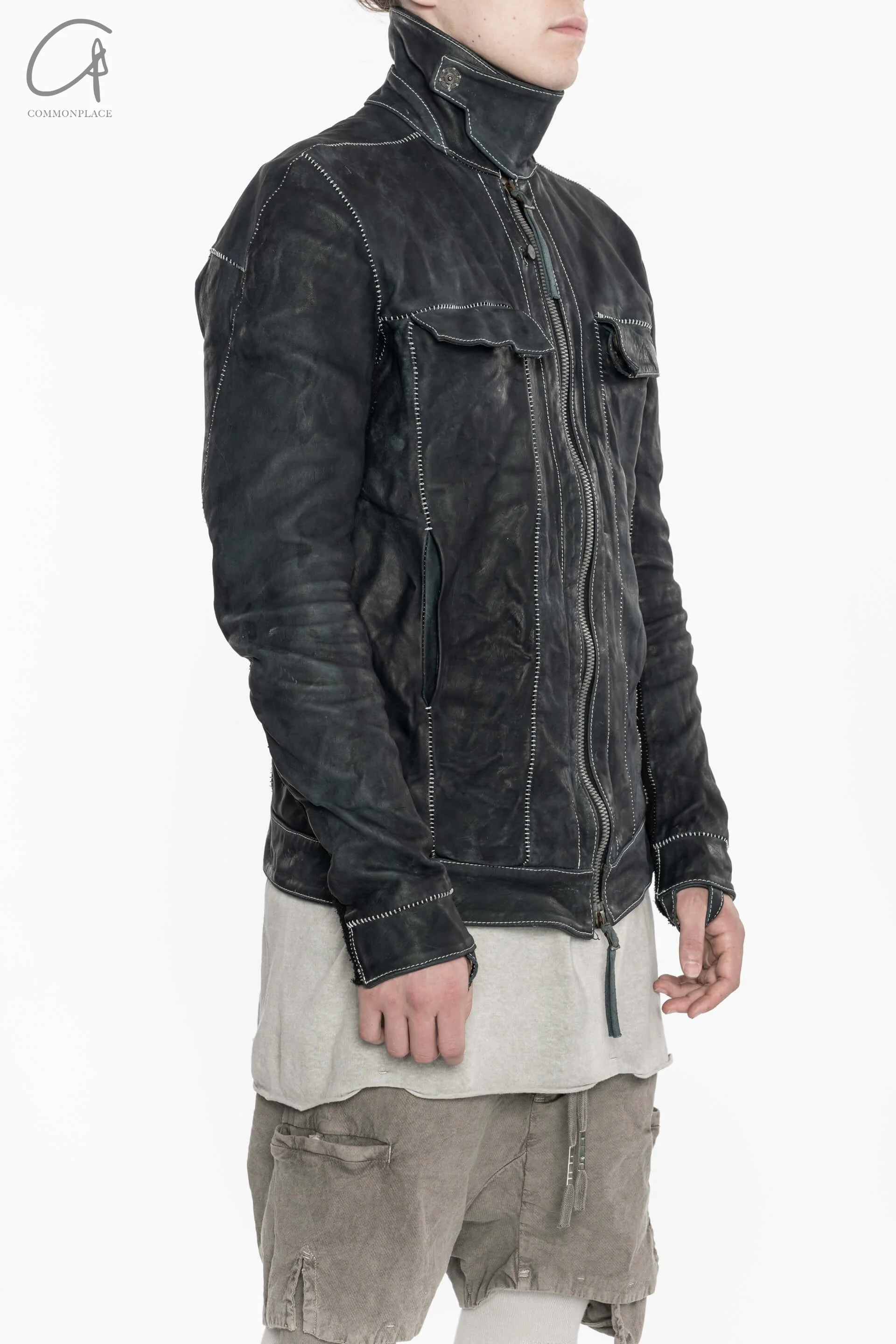BORIS BIDJAN SABERI Horse Leather Top SS22 TEJANA 1.3 FMM20020 Ink Grey - Image 2