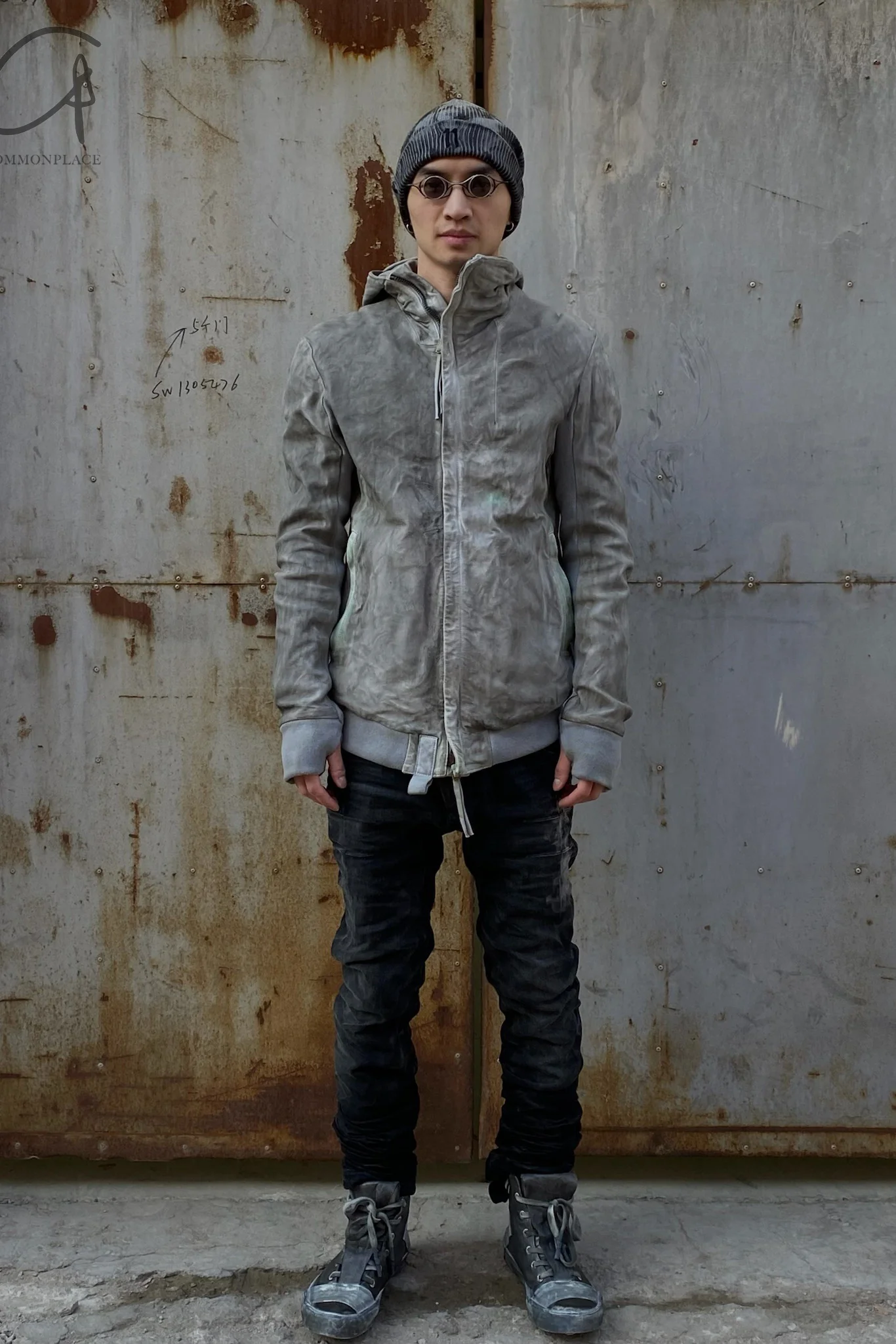 BORIS BIDJAN Saberi Kangaroo Skin -staining Jacket AW22 Zipper 22.1 FMM20006 carbon gray - Image 14