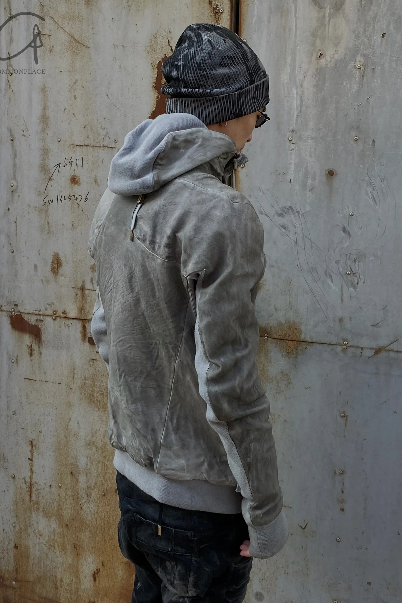 BORIS BIDJAN Saberi Kangaroo Skin -staining Jacket AW22 Zipper 22.1 FMM20006 carbon gray - Image 16