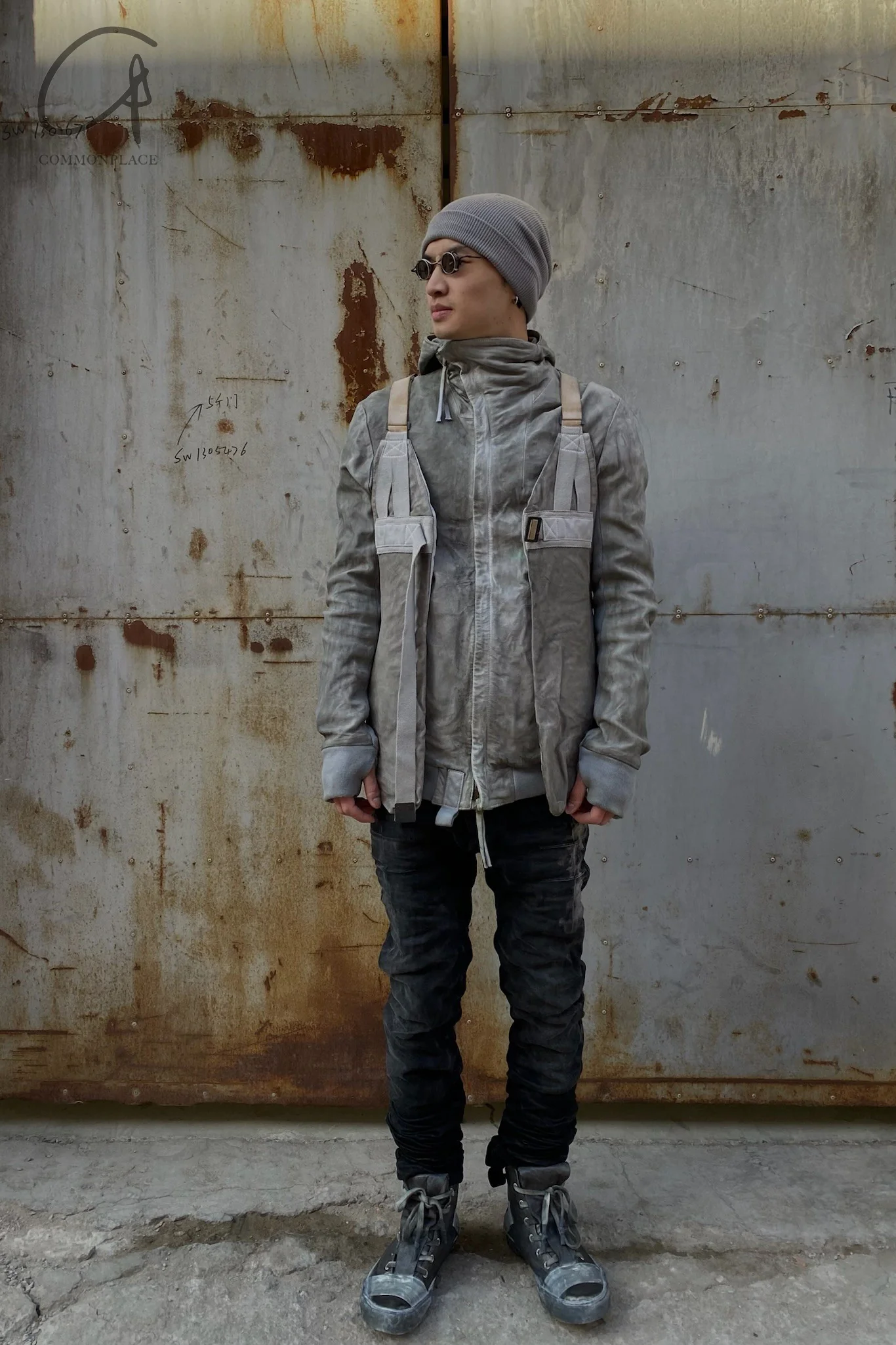 BORIS BIDJAN Saberi Kangaroo Skin -staining Jacket AW22 Zipper 22.1 FMM20006 carbon gray - Image 19