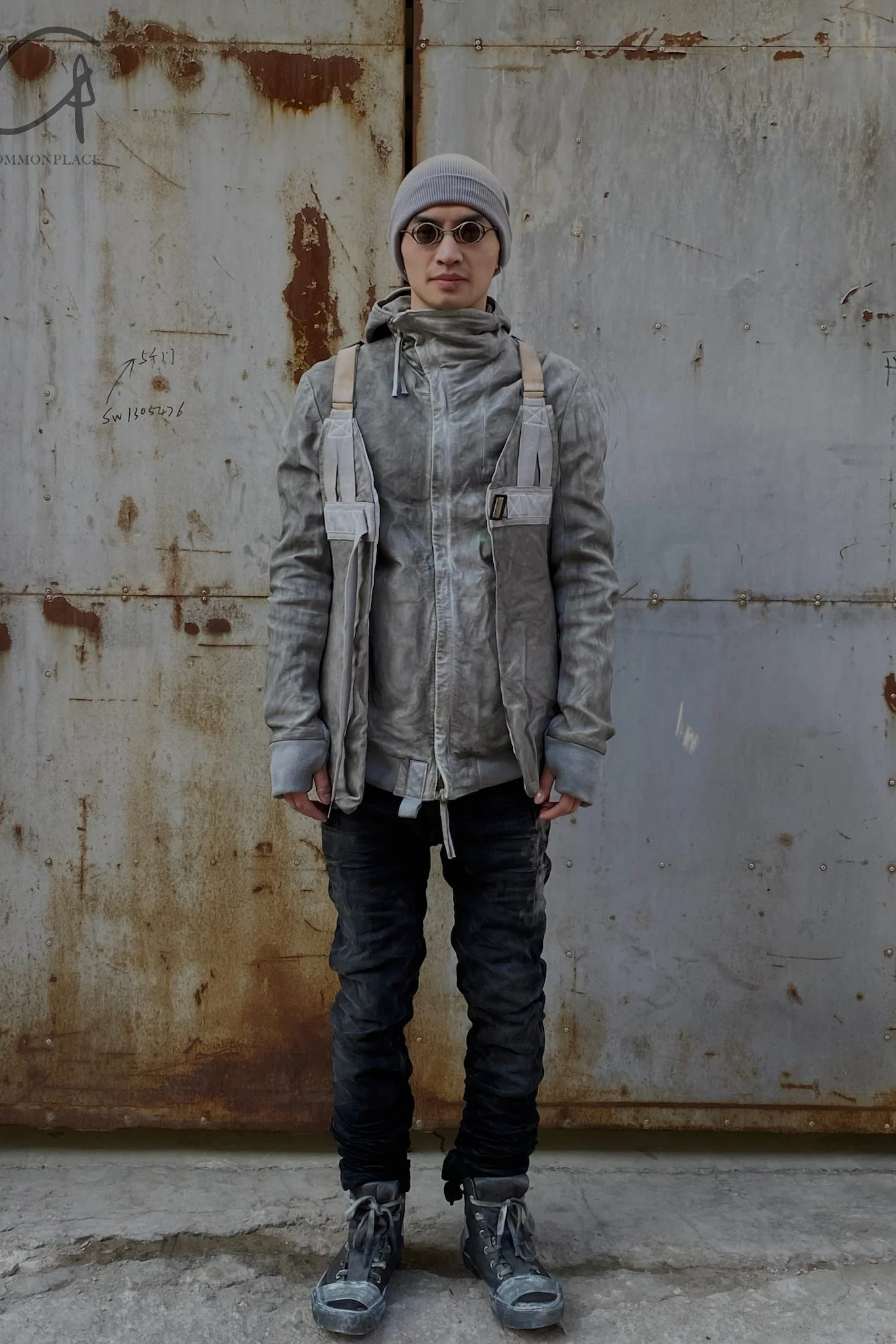 BORIS BIDJAN Saberi Kangaroo Skin -staining Jacket AW22 Zipper 22.1 FMM20006 carbon gray - Image 20