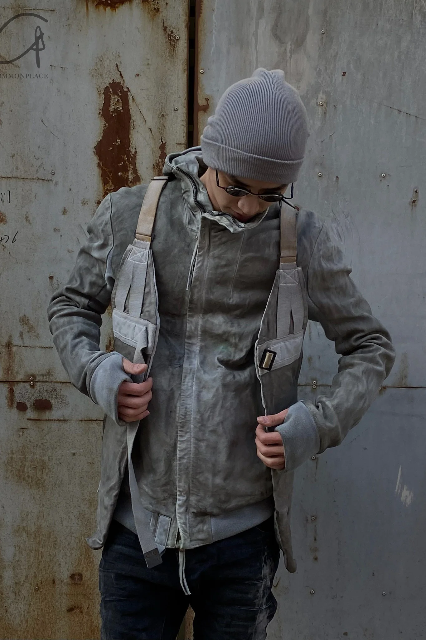 BORIS BIDJAN Saberi Kangaroo Skin -staining Jacket AW22 Zipper 22.1 FMM20006 carbon gray - Image 24