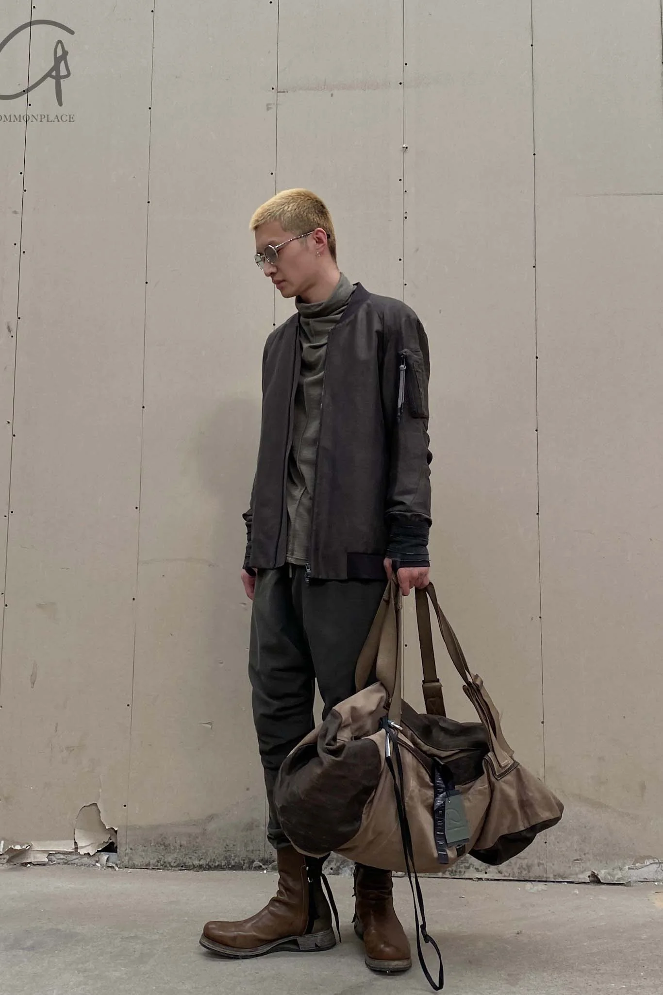 BORIS BIDJAN SABERI Leather and linen stitching travel bag INFANTERY BAG1 F1944+FMM20036 - Image 14