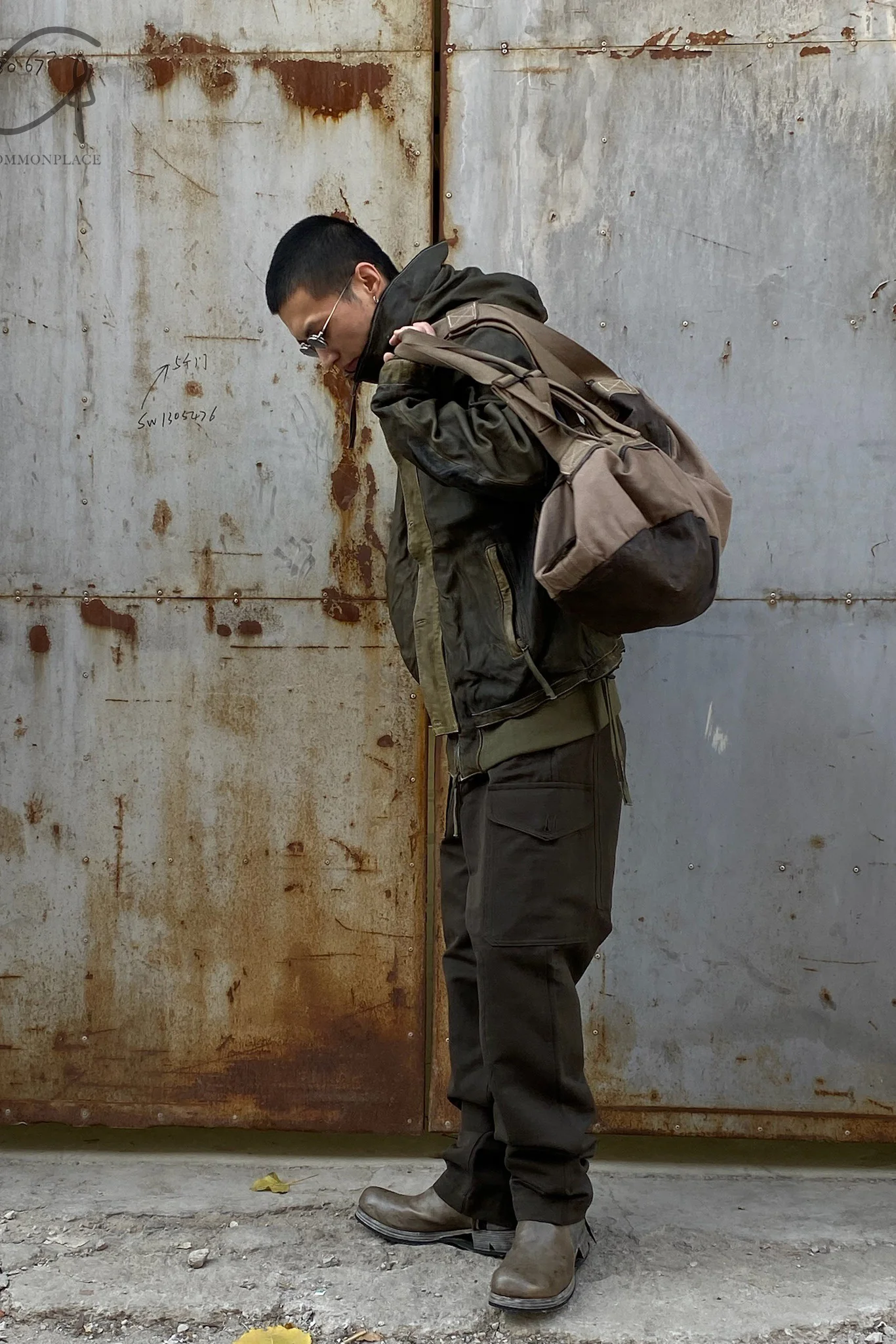 BORIS BIDJAN SABERI Leather and linen stitching travel bag INFANTERY BAG1 F1944+FMM20036 - Image 19
