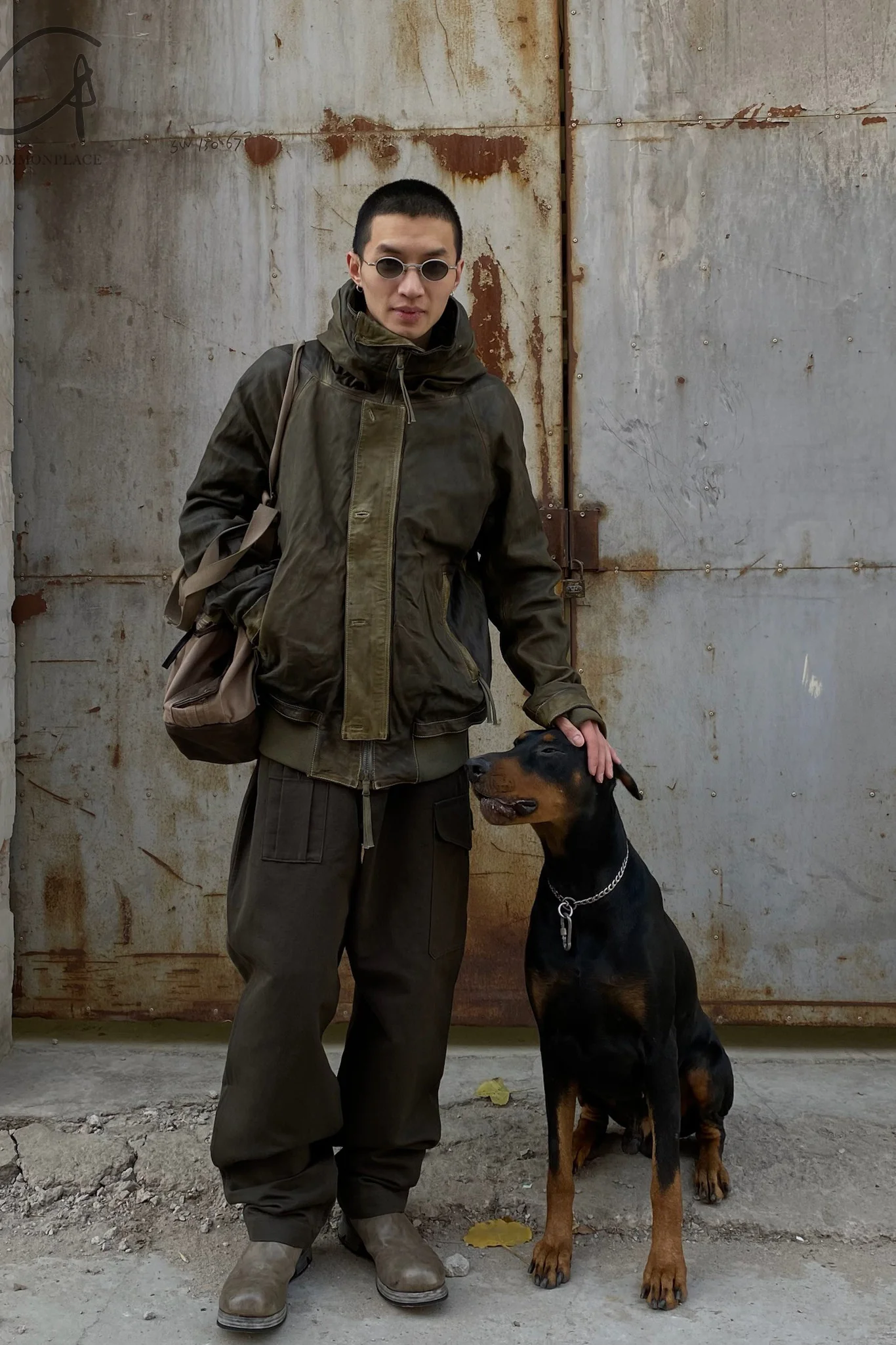 BORIS BIDJAN SABERI Leather and linen stitching travel bag INFANTERY BAG1 F1944+FMM20036 - Image 20