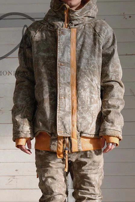 BORIS BIDJAN SABERI Light Glue Dyed Hooded Jacket AW21 PARKA JACKET1 FKU10001