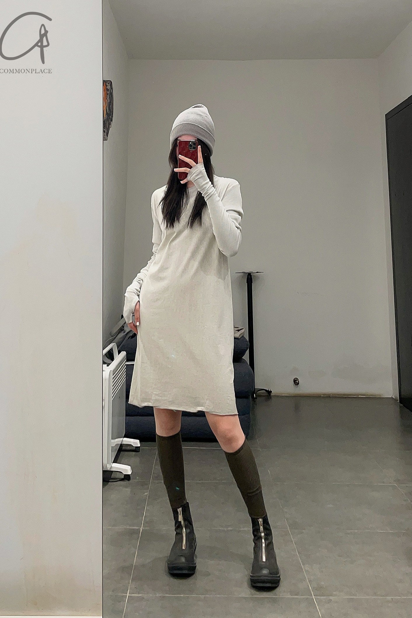 BORIS BIDJAN SABERI Long Sleeve T-Shirt LS1.2 RF F035+FTJ 00001 Faded Light Grey - Image 7