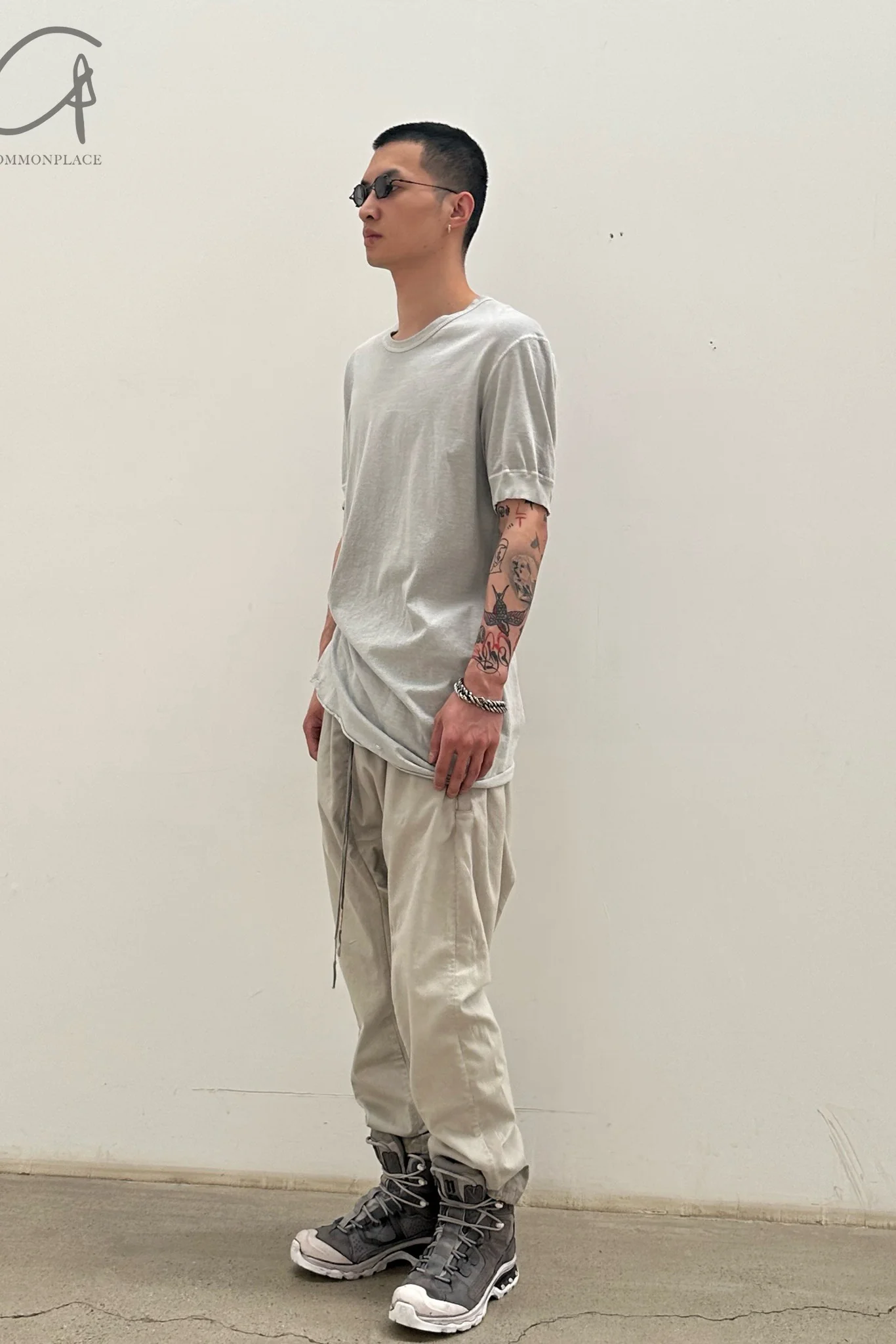 BORIS BIDJAN SABERI short-sleeved T-shirt TS CLASSIC1 RIB RF F035 light gray  4 - Image 13