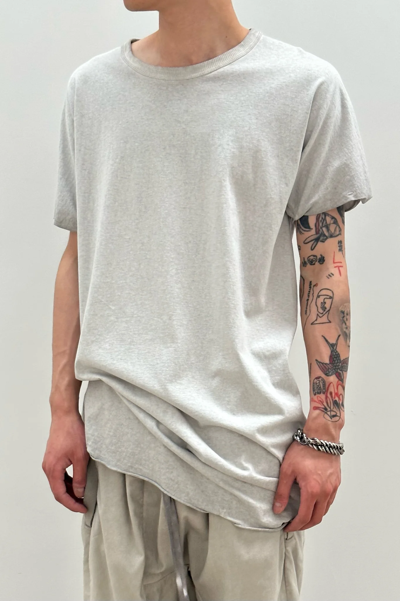 BORIS BIDJAN SABERI Short Sleeve T-Shirt TS ONE PIECE RF F035 Faded Light Gray 2 PBBS21 - Image 2