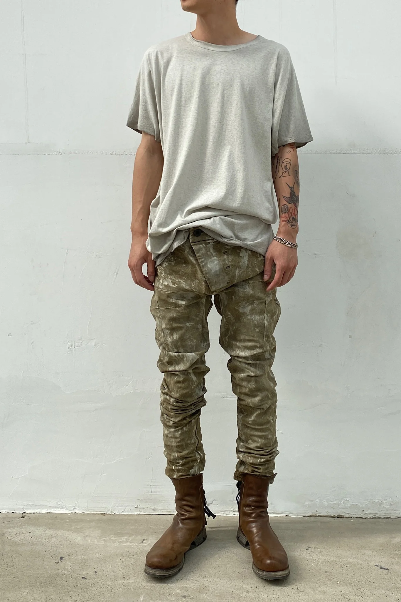 BORIS BIDJAN SABERI Short Sleeve T-Shirt TS ONE PIECE ST RF F035 Faded Light Gray 9 PBBS21 - Image 2