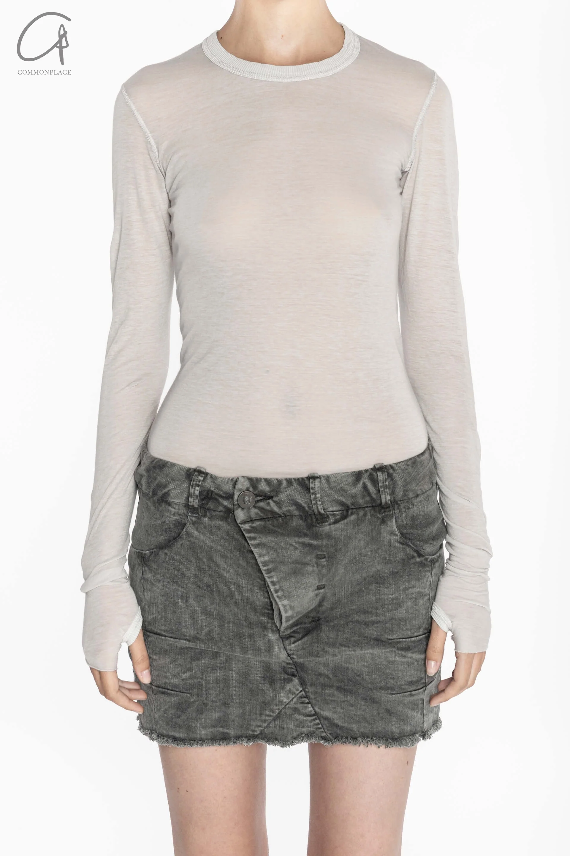 BORIS BIDJAN SABERI WLS1 series women's cotton cashmere long-sleeved T-shirt WLS1.MID FTT00001-QH light gray - Image 5