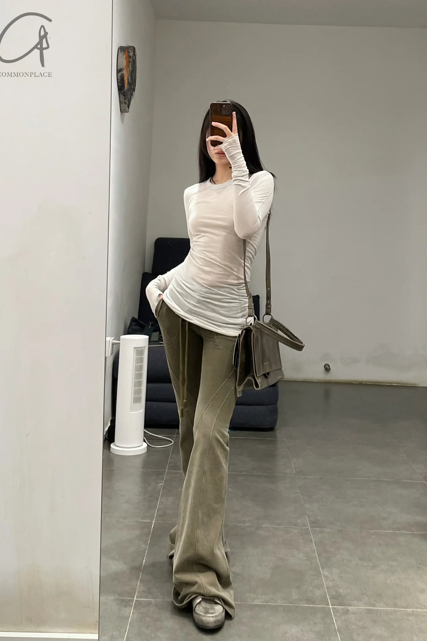 BORIS BIDJAN SABERI WLS1 series women's cotton cashmere long-sleeved T-shirt WLS1.MID FTT00001-QH light gray - Image 8