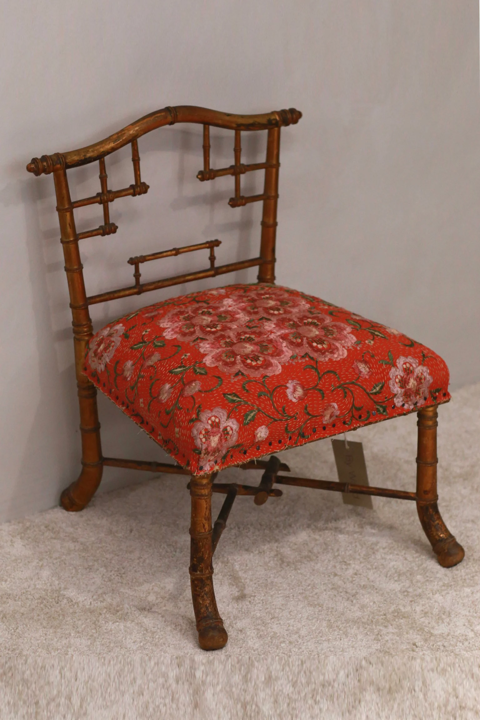 By Walid 19th century low-seated gilded wood French Napoleon III chair/footrest BW-BYW-CHAIR/599 Chair