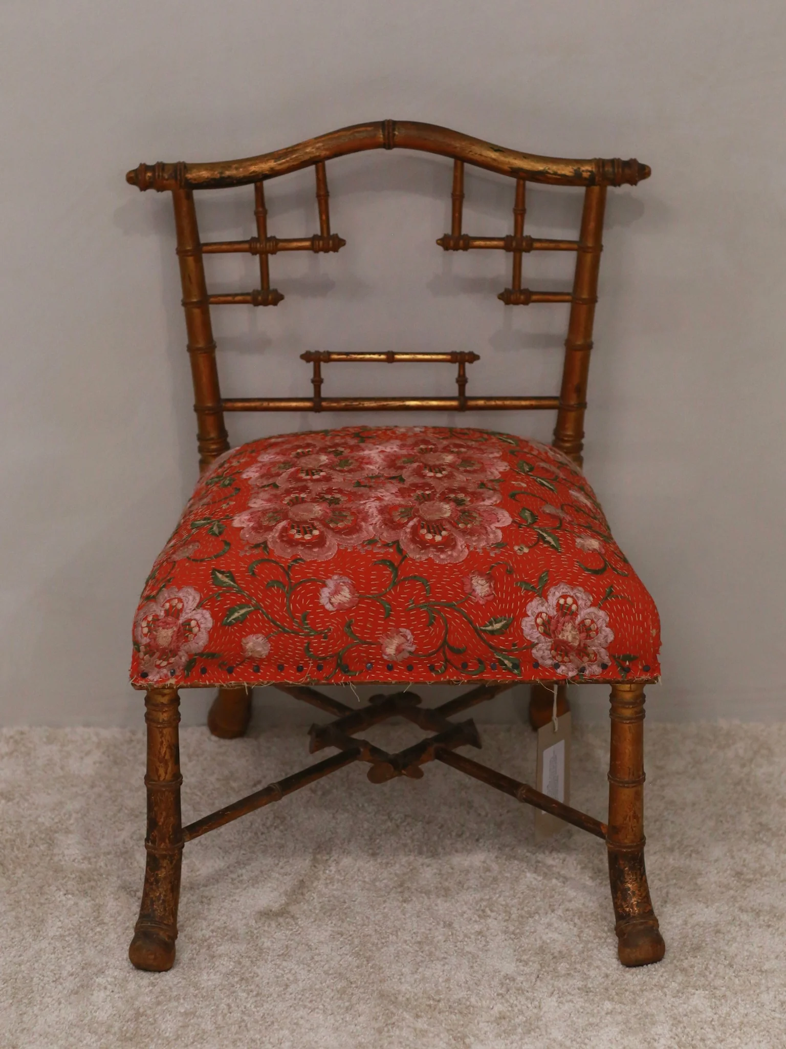By Walid 19th century low-seated gilded wood French Napoleon III chair/footrest BW-BYW-CHAIR/599 Chair - Image 3