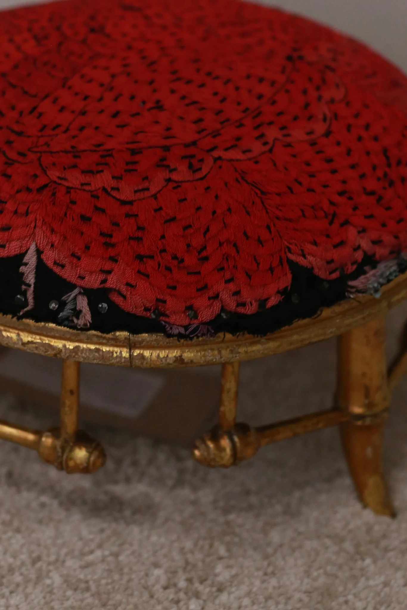 By Walid 19th century low-seated gilded wood French Napoleon III chair/footrest BW-BYW-CHAIR/599 footrest - Image 2