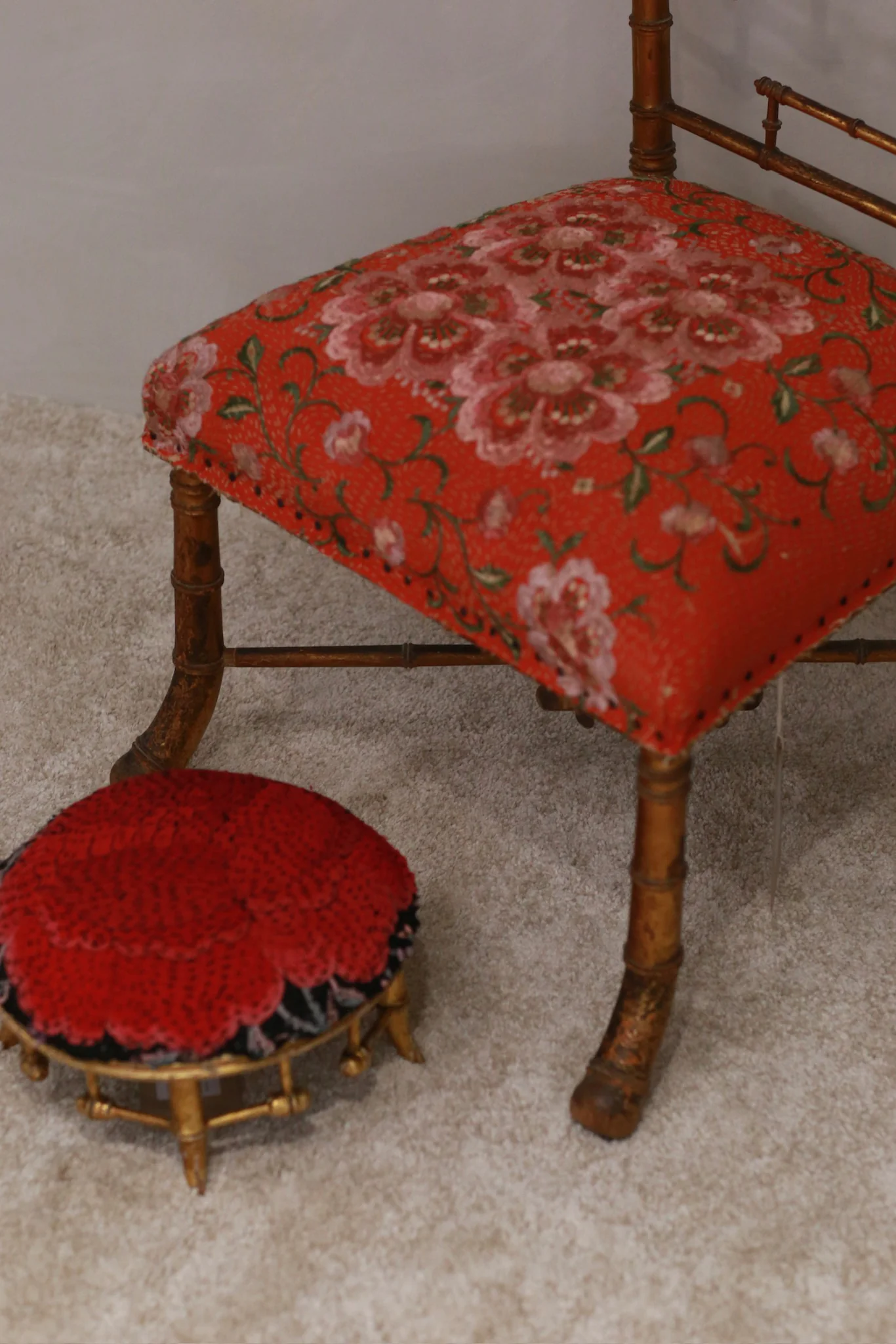 By Walid 19th century low-seated gilded wood French Napoleon III chair/footrest BW-BYW-CHAIR/599 footrest - Image 5