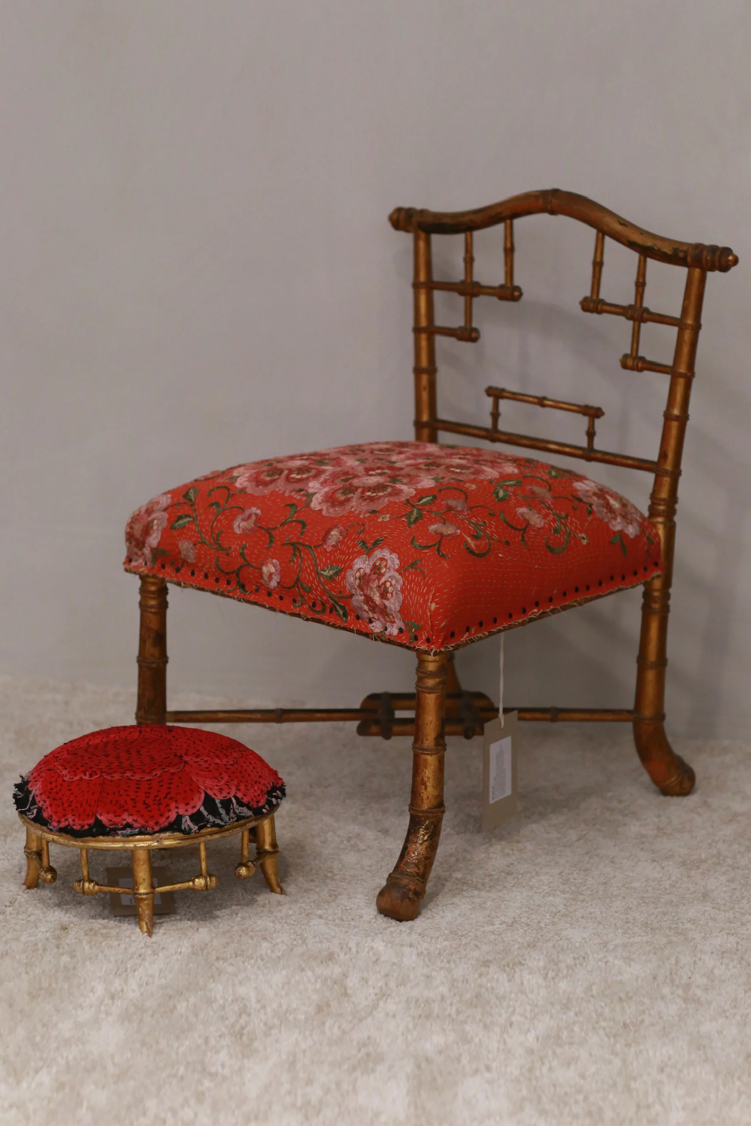 By Walid 19th century low-seated gilded wood French Napoleon III chair/footrest BW-BYW-CHAIR/599 footrest - Image 6