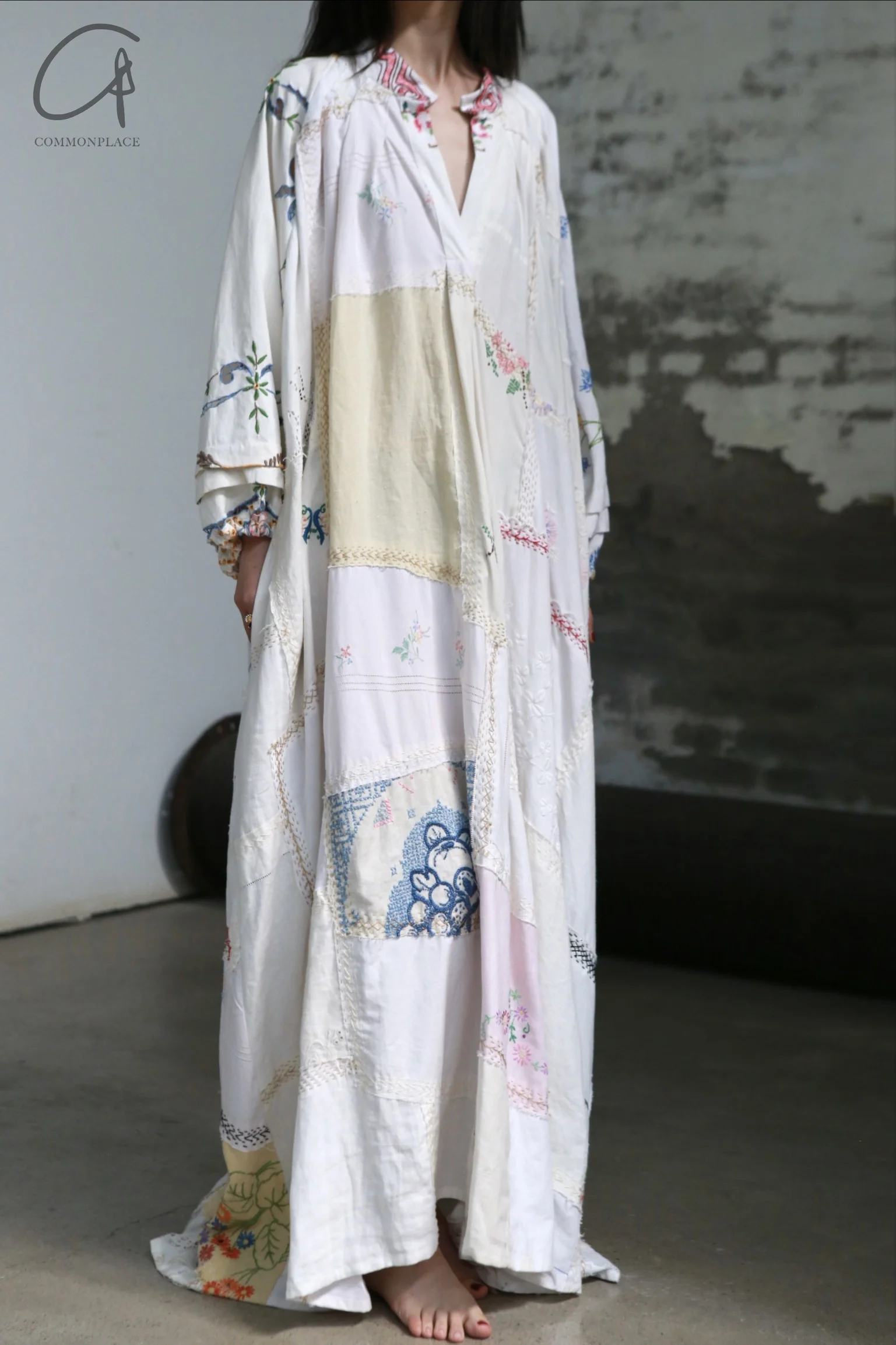 By Walid DORIS Dress Handmade Embroidery Antique Fabric BW-1402010W-ZY Natural - Image 8