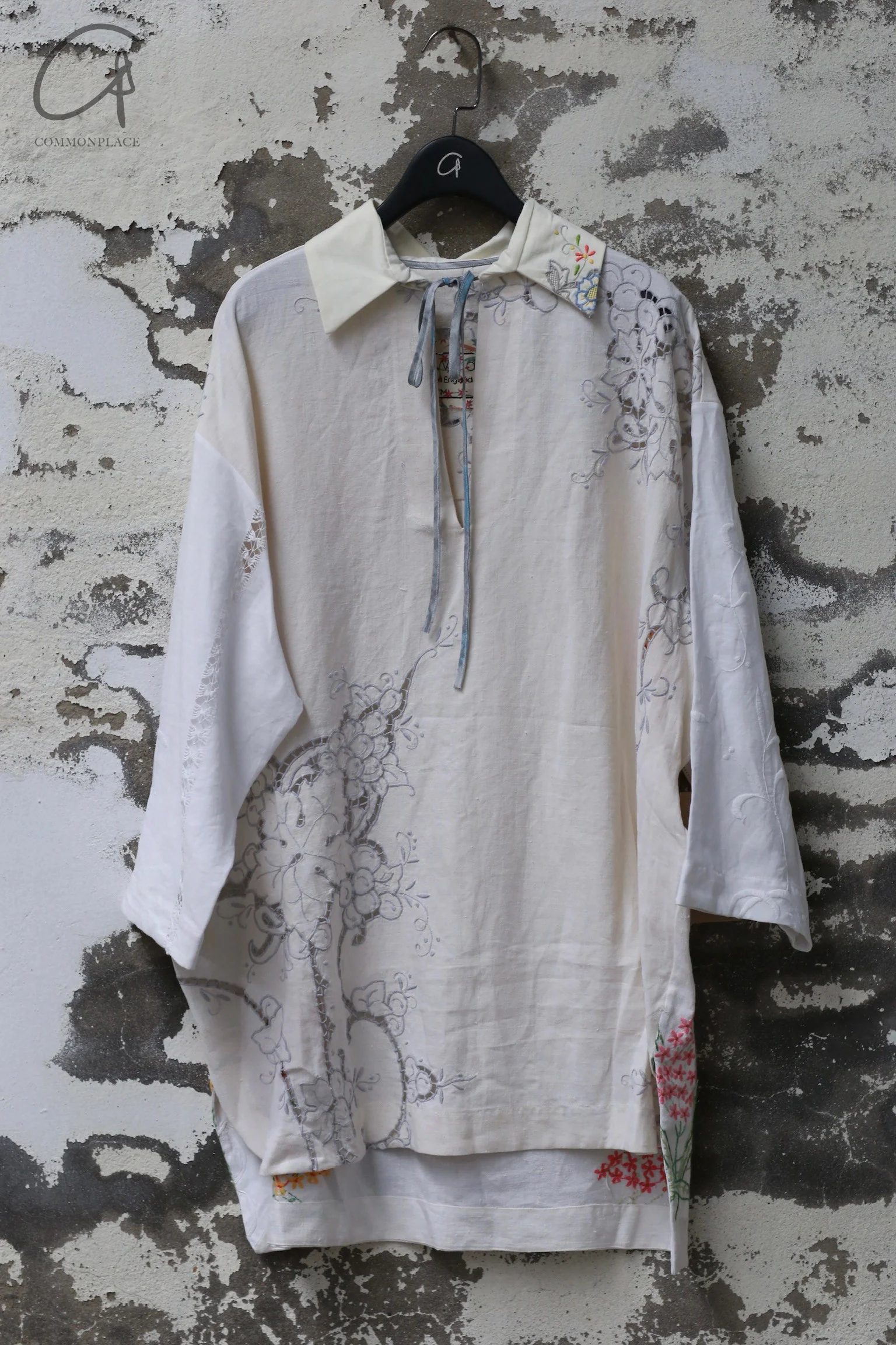 By Walid patchwork hand-embroidered top unique BW-110202W-TR natural - Image 2