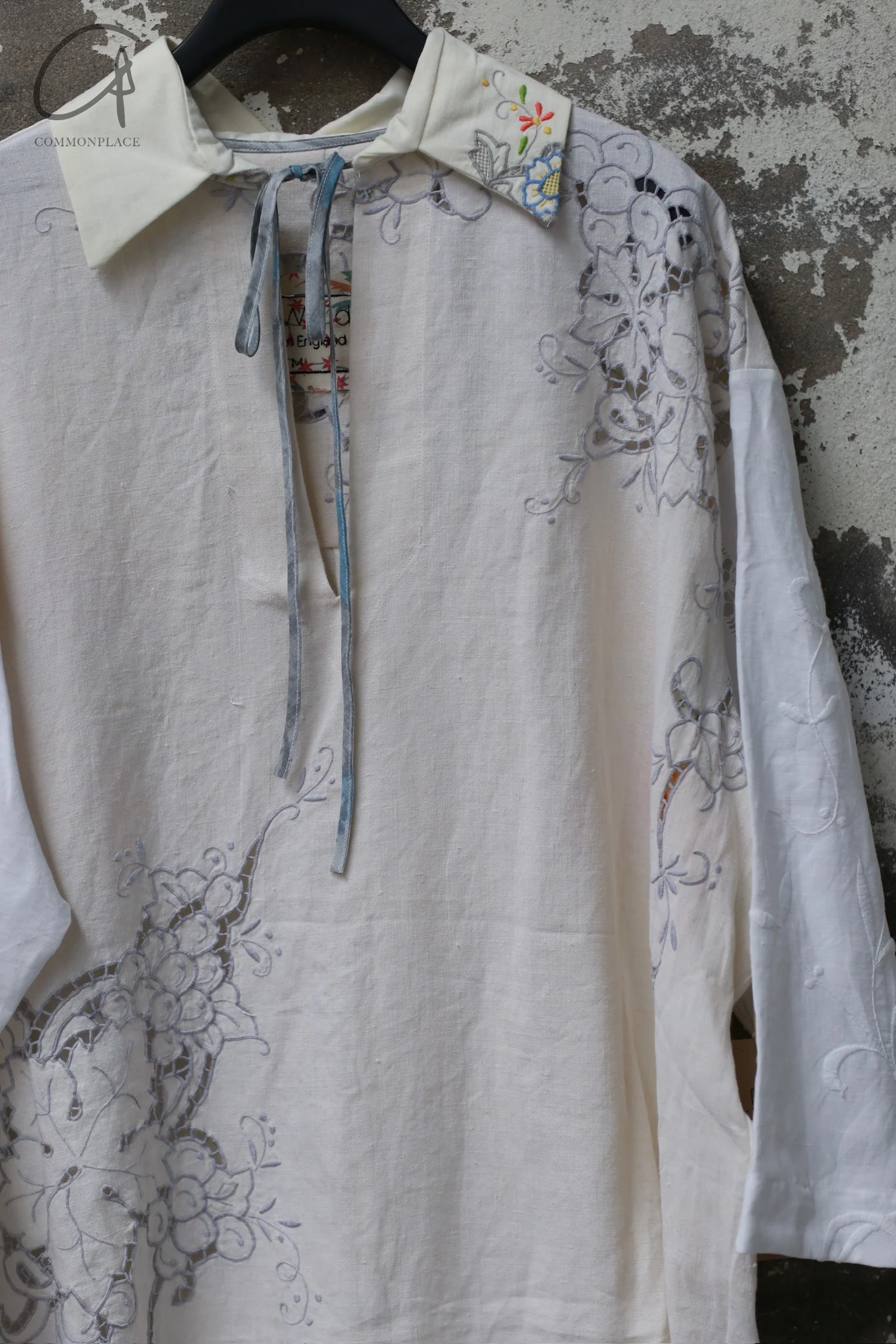 By Walid patchwork hand-embroidered top unique BW-110202W-TR natural - Image 6