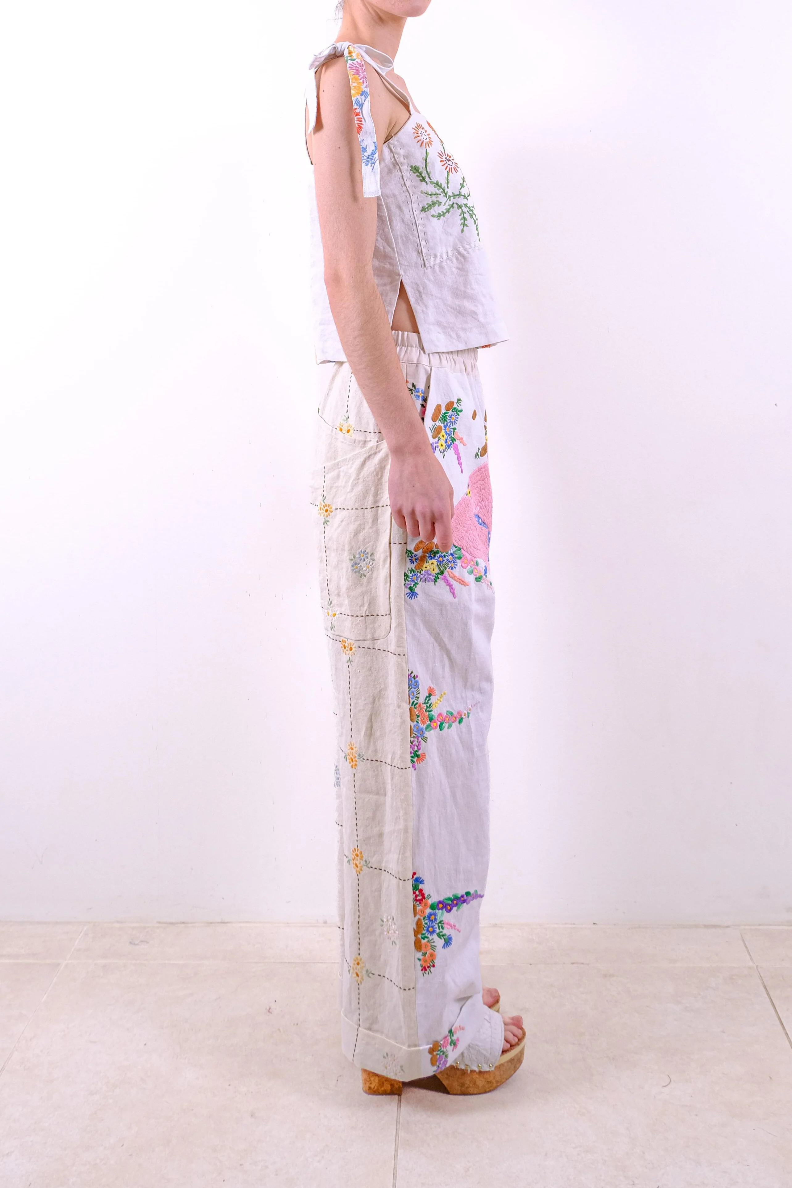 By Walid SYD trousers, antique fabric, handmade in England, BW-130206W-TR, natural - Image 13