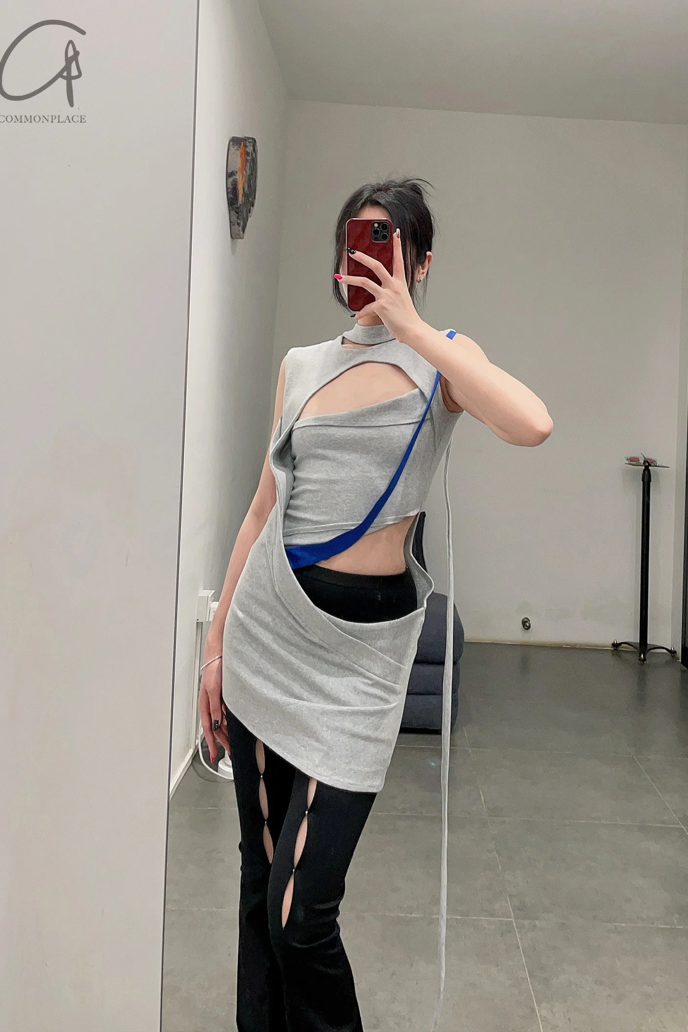 CARO CHIA Gray Short Dress CCSS2303 - Image 14