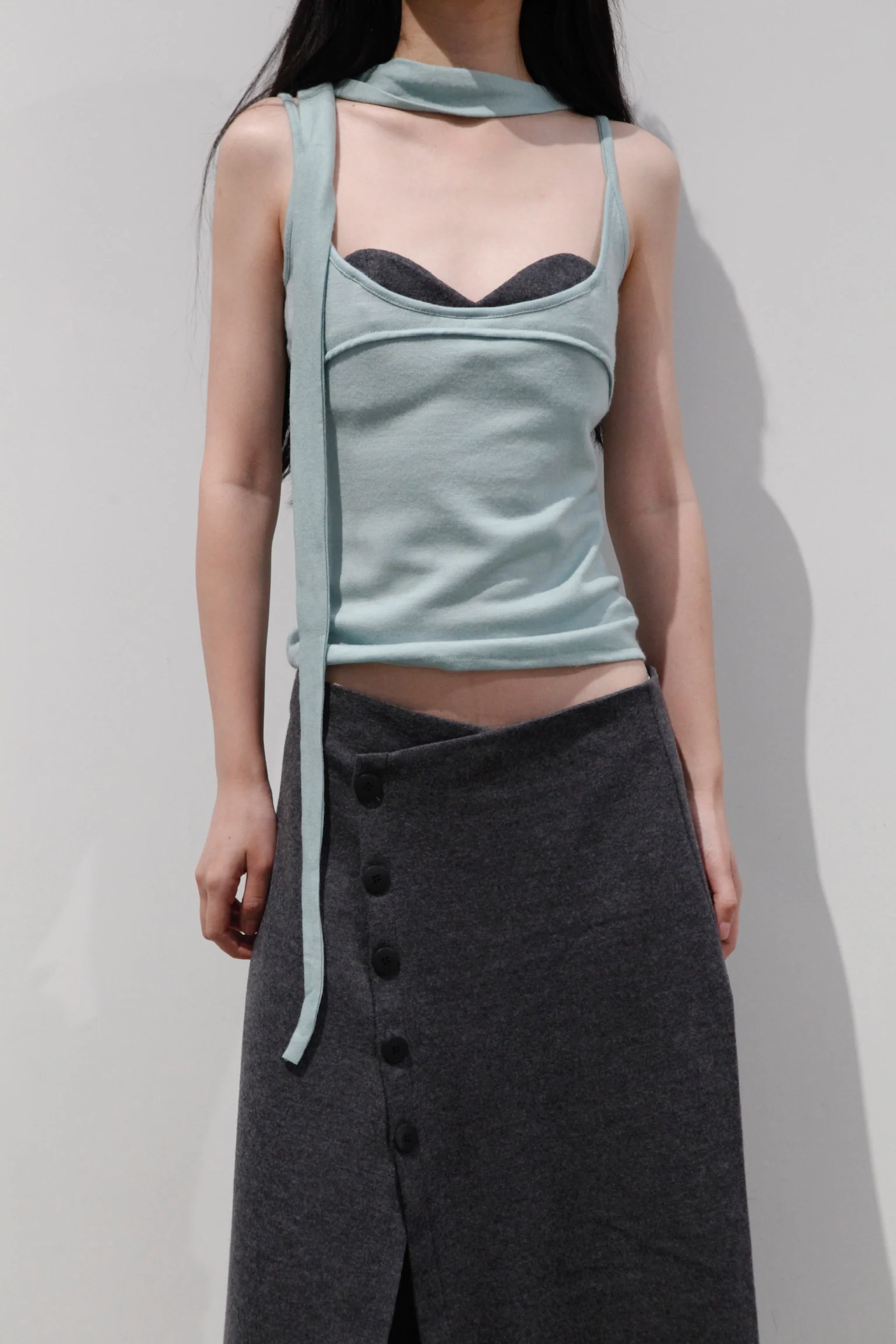 CARO CHIA Milo green scarf top CCFW2318 PCC3 - Image 4