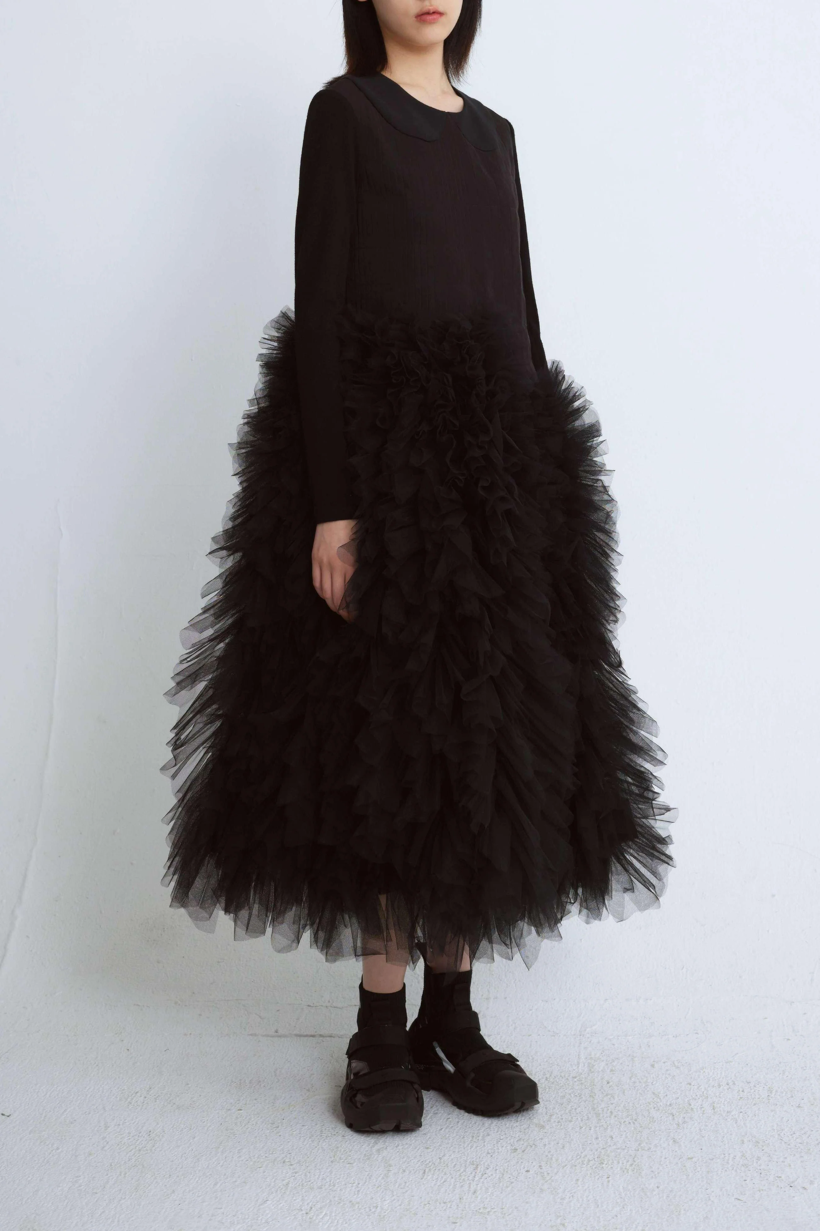 Caroline hu black polyester folds wrinkle fold mid skirt CHRS23D03BK black - Image 10