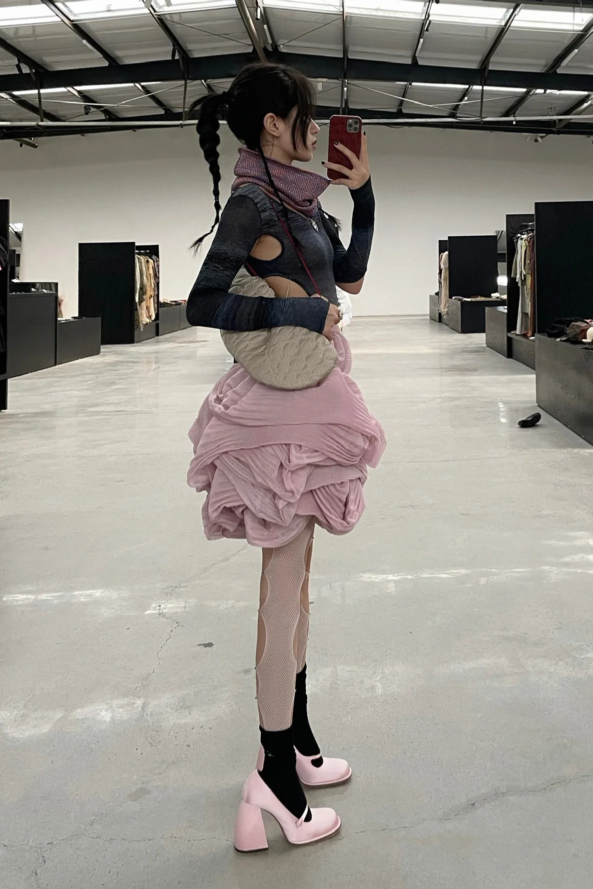CAROLINE HU Jellyfish pleated skirt SS22PKSK03 Pink PCH6 - Image 20