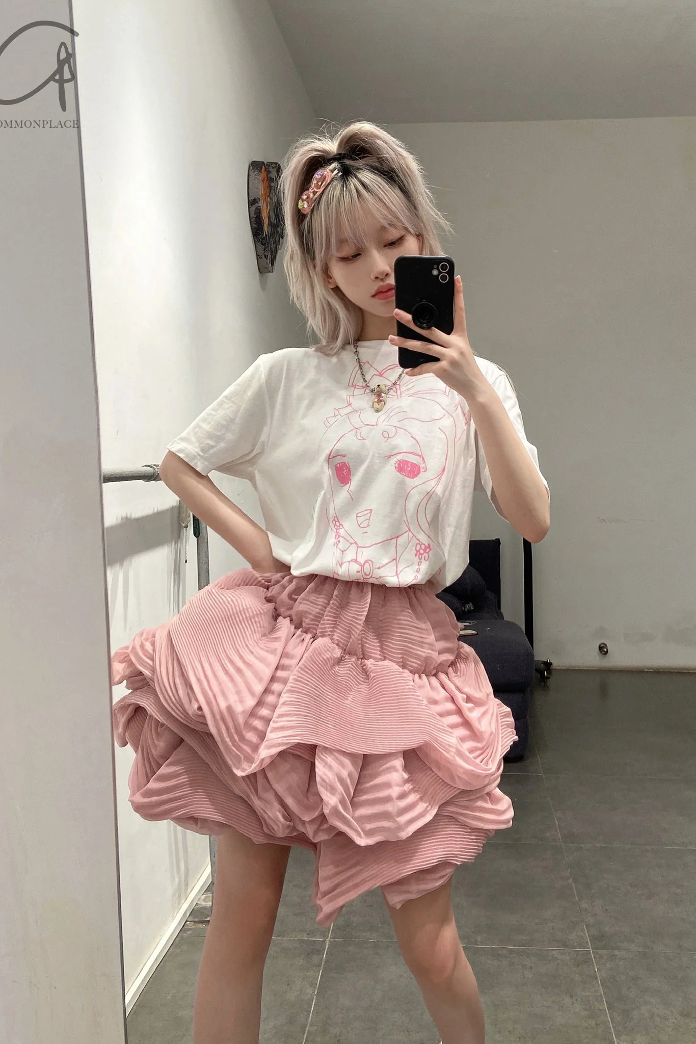 CAROLINE HU Jellyfish pleated skirt SS22PKSK03 Pink PCH6 - Image 7